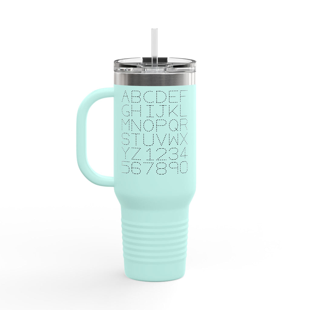 Alphabet Letters and Numbers Insulated Travel Mug | 40oz Tumbler