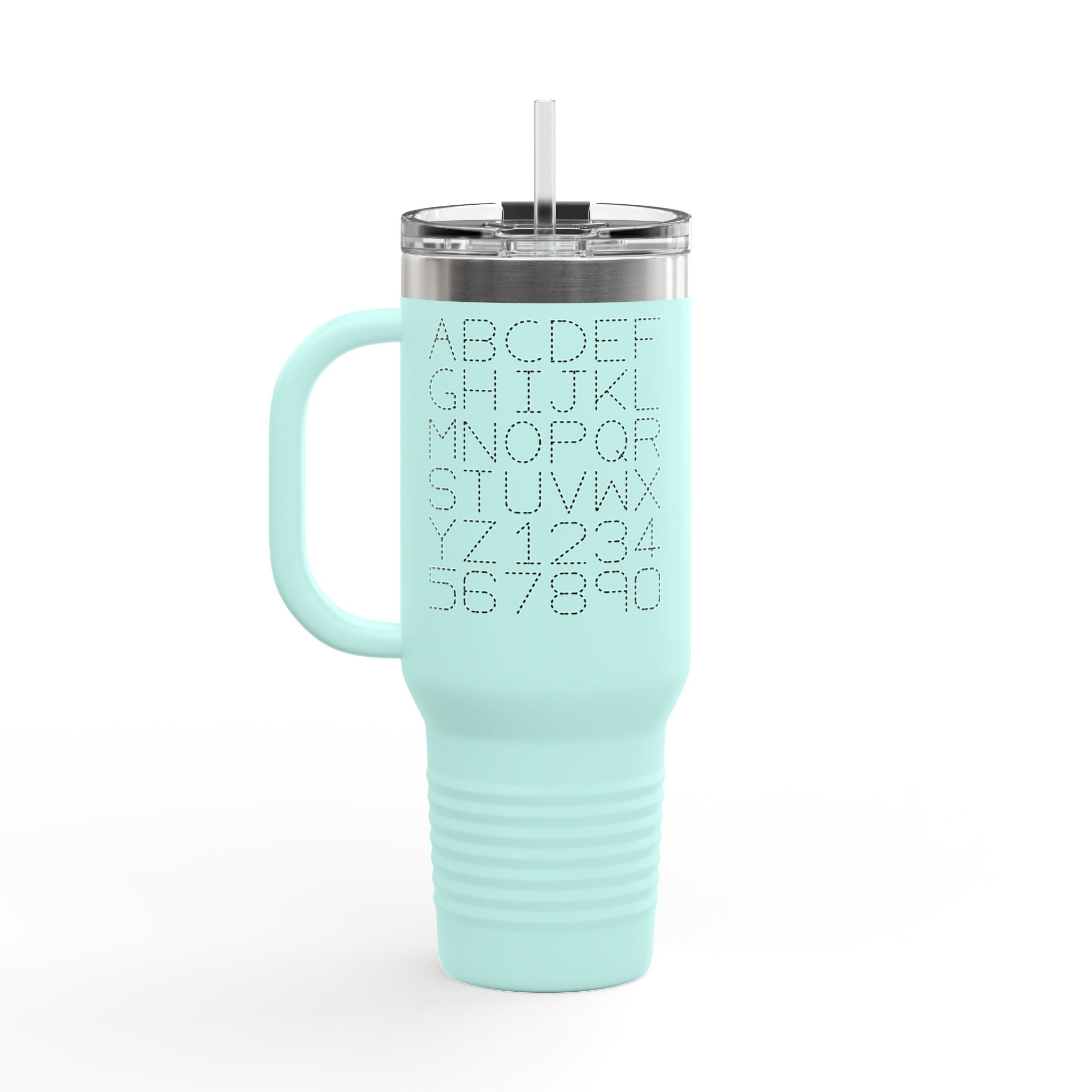 Alphabet Letters and Numbers Insulated Travel Mug | 40oz Tumbler