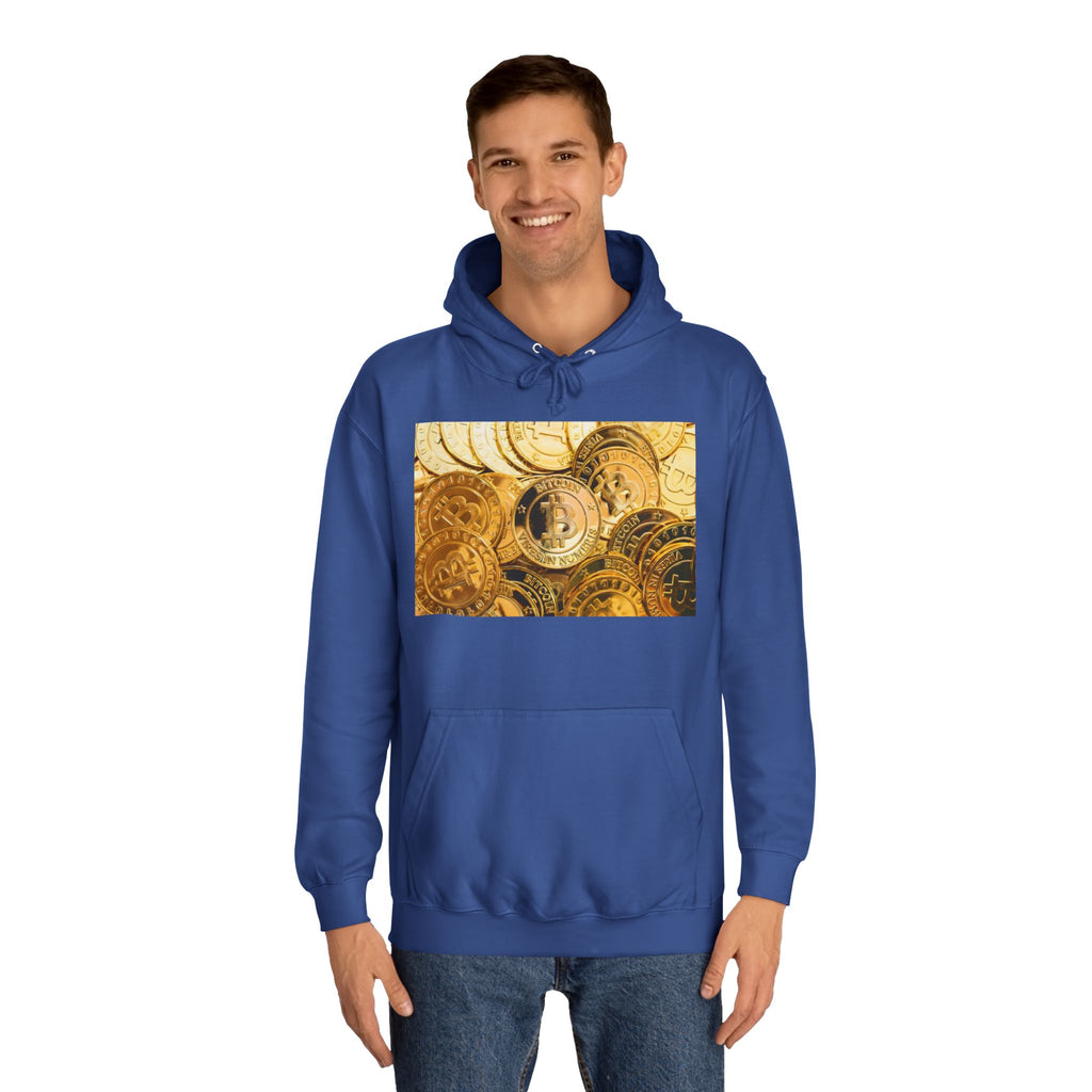 Golden Bitcoin Coins Hoodie | Crypto Cryptocurrency Crypto Art, Digital Currency Apparel