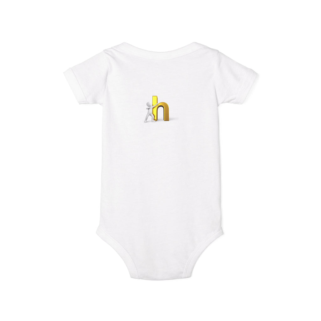Yellow 3D Letter H Infant Jersey One Piece | Baby Bodysuit