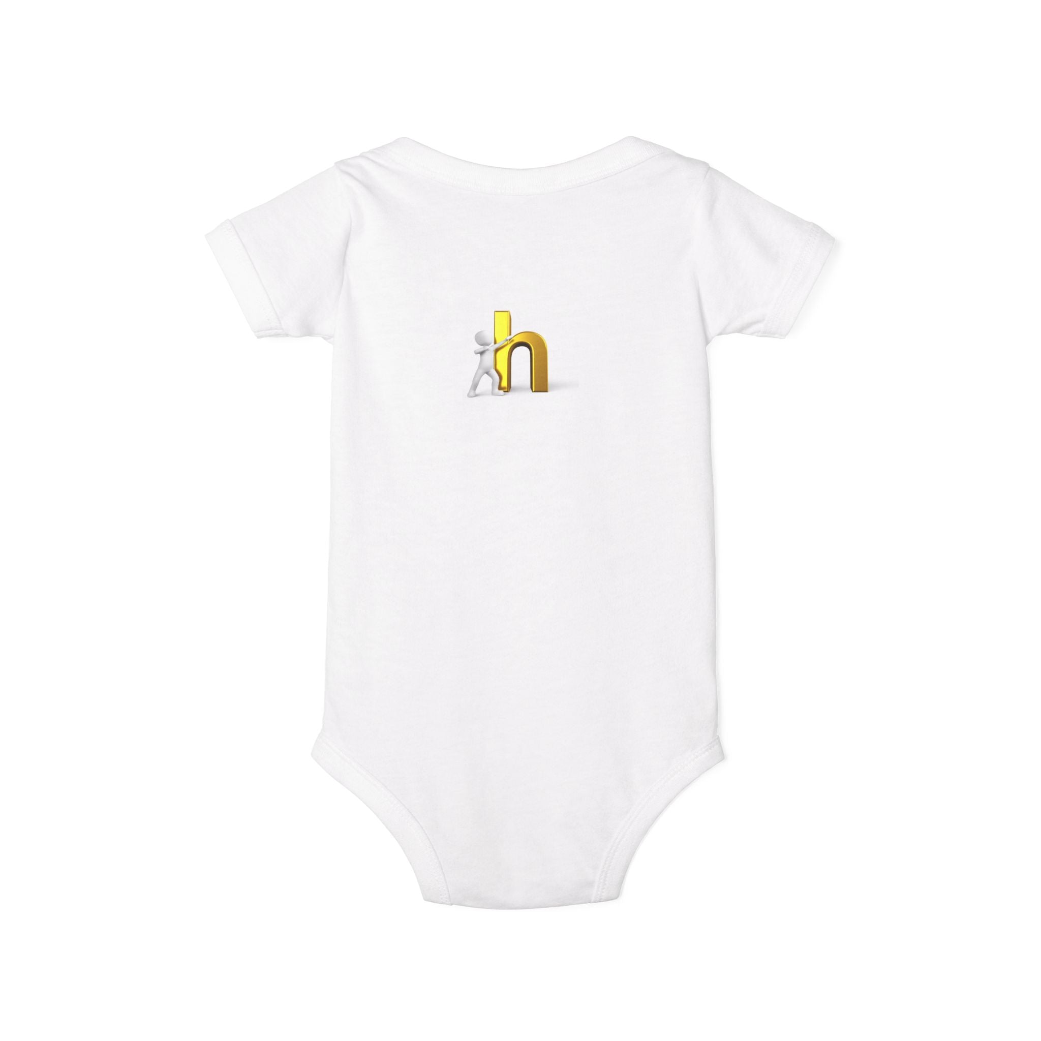 Yellow 3D Letter H Infant Jersey One Piece | Baby Bodysuit