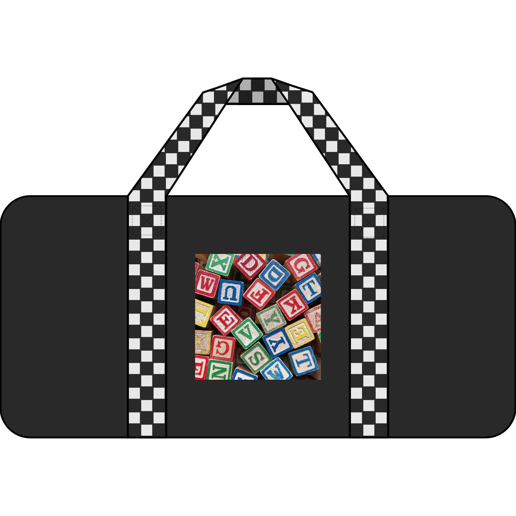 Sac polochon Tripper en blocs alphabétiques colorés | Sac polochon motif jouet pour enfants