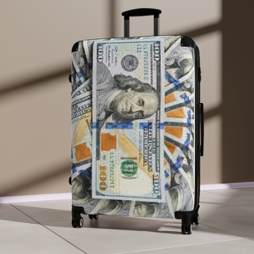 Dollar Bill Collage Suitcase | Travel Luggage, Money Print
