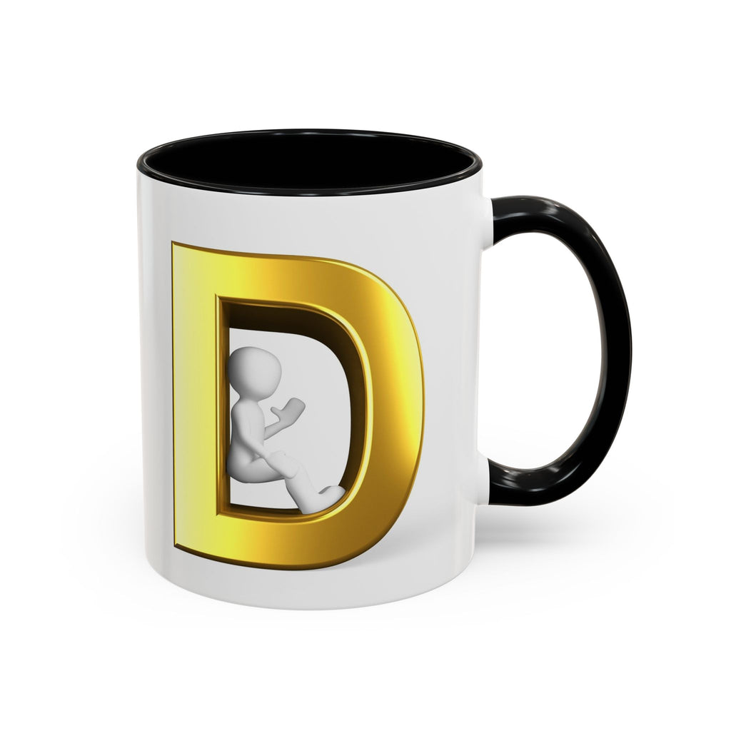 Goldbuchstabe D Monogramm-Tasse | Akzent-Kaffeetasse