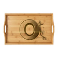 Gold Glyph O Letter bamboo serving tray | engraved monogram home decor