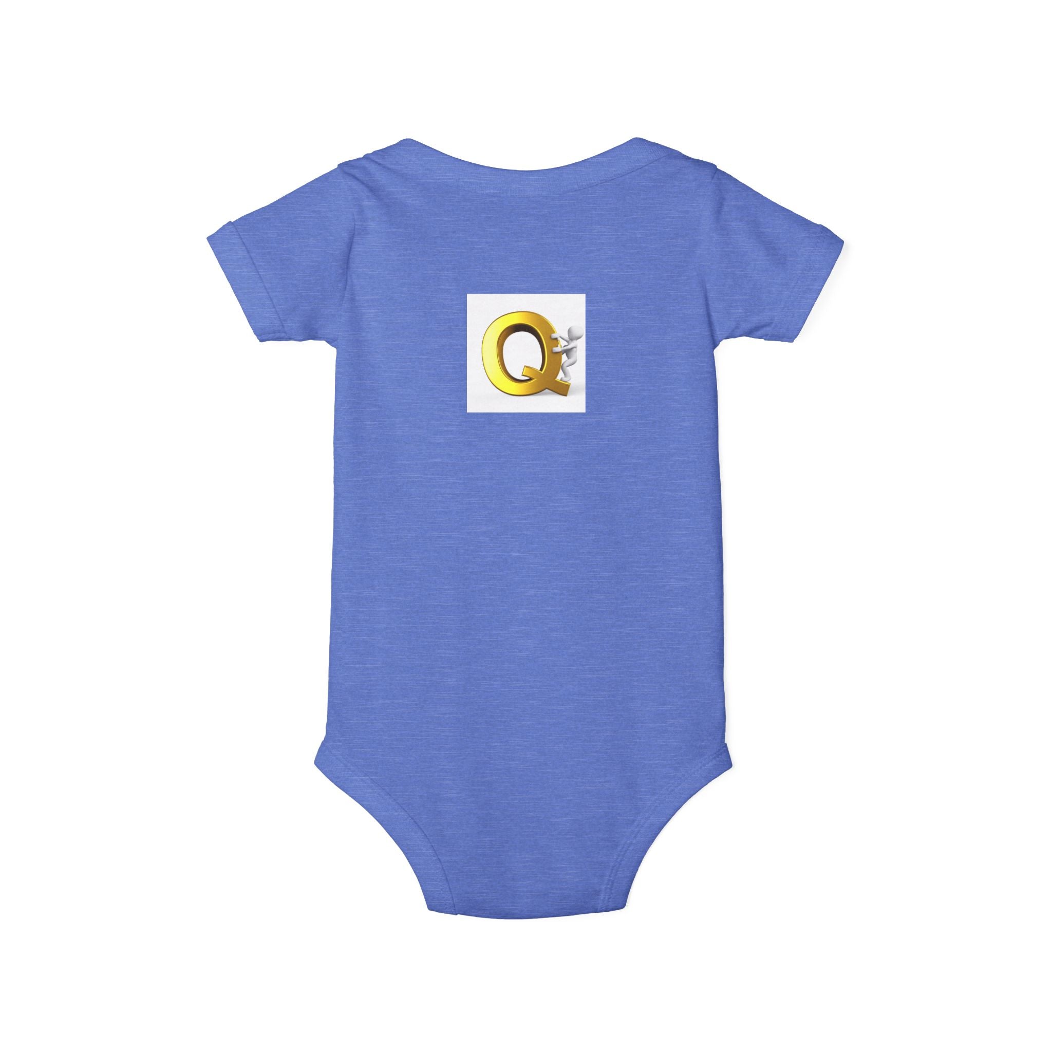 Gold Letter Q with Cute Figure Infant One Piece | Baby Monogram Bodysuit