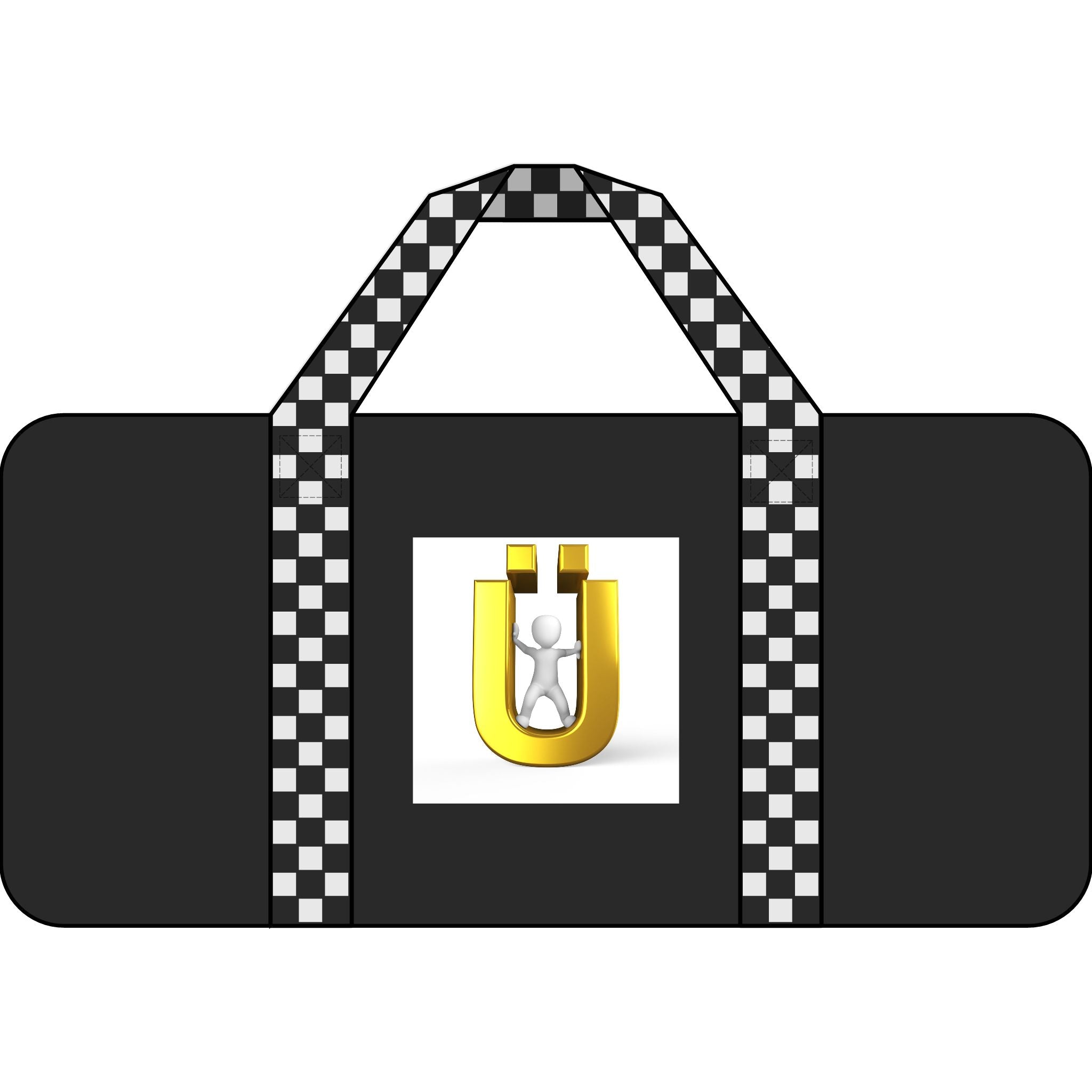 Gold Letter Ü Tripper Duffel Bag | Checkered or Camo Strap Options