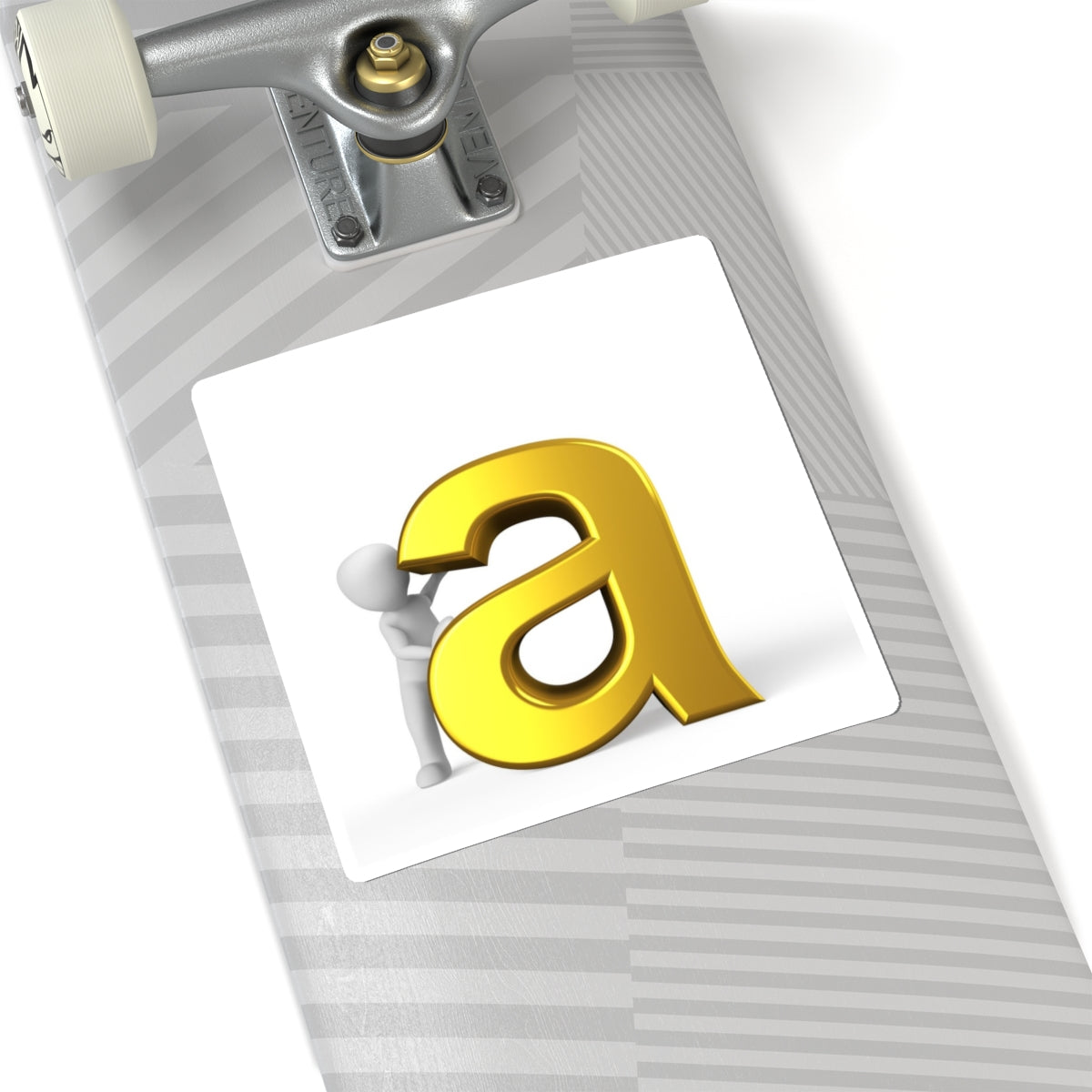 Gold Letter A with Stick Figure Sticker