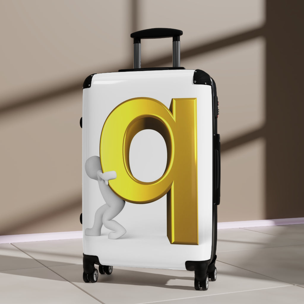 3D Gold Letter Q with Figure Suitcase | Personalized Luggage Cover