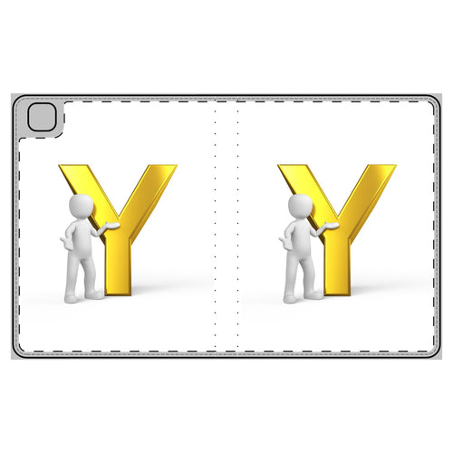 3D Character with Gold Letter Y Tablet Folio Case | Alphabet Initial