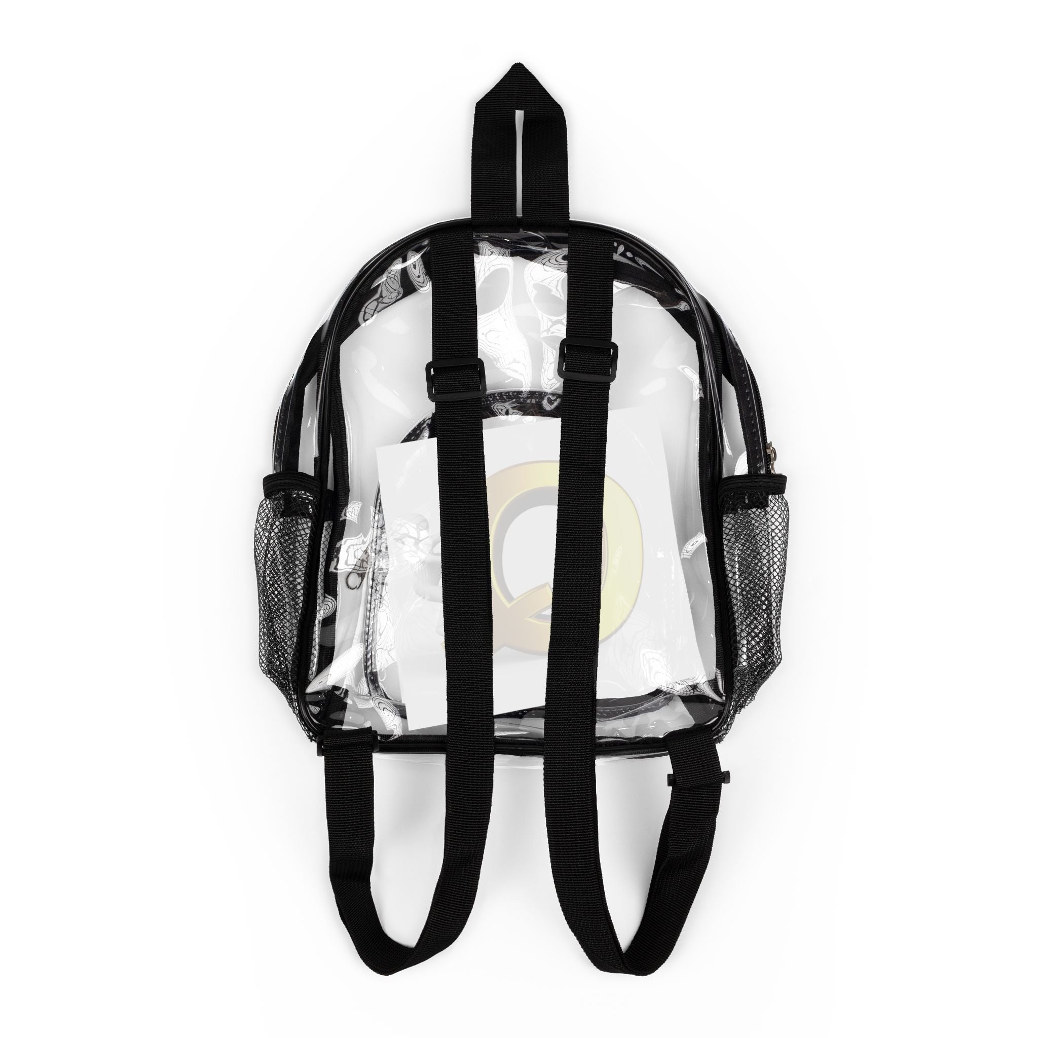 Gold Q Monogram Clear Stadium Backpack | Transparent School Bag