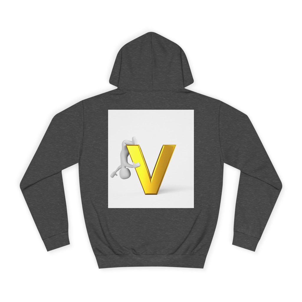 3D Gold Letter V Hoodie | Letter V Initial Sweatshirt