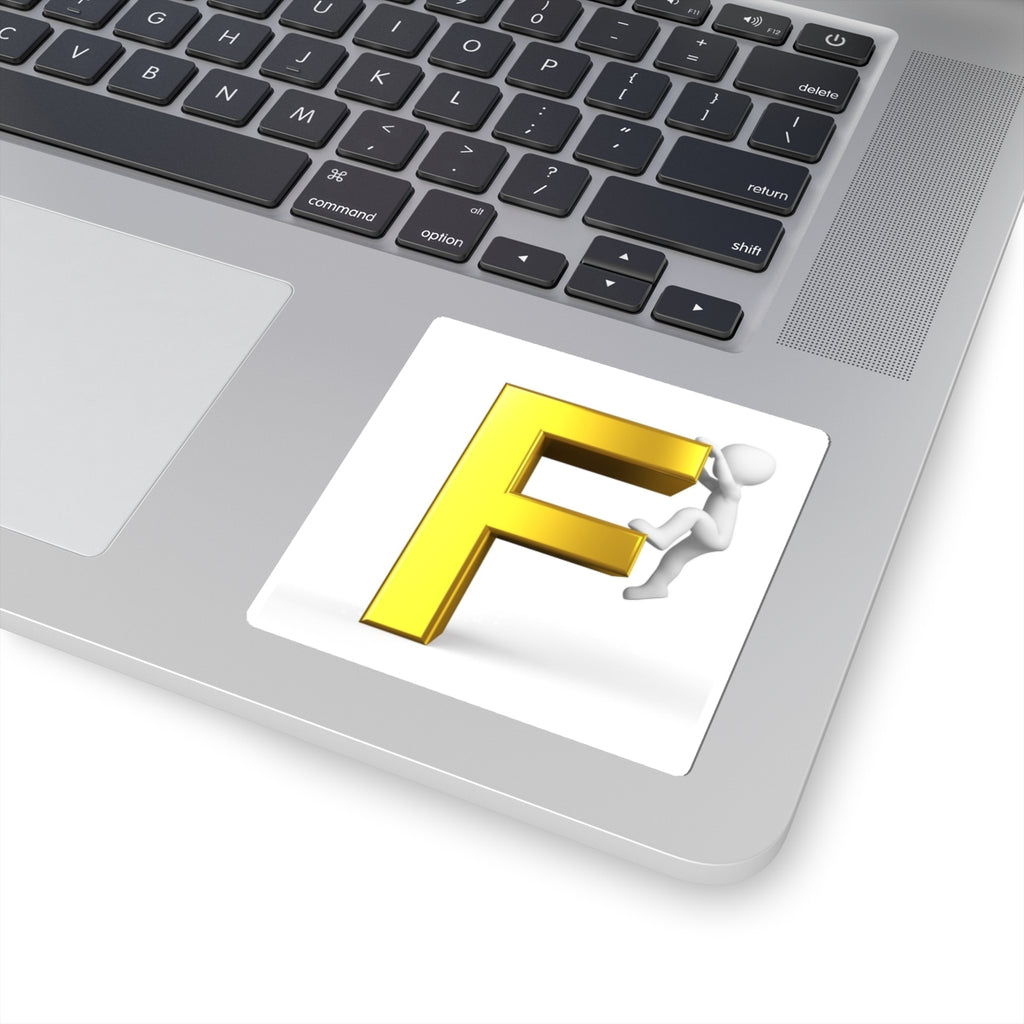 Gold Letter F Climber Sticker | Kiss-Cut Sticker