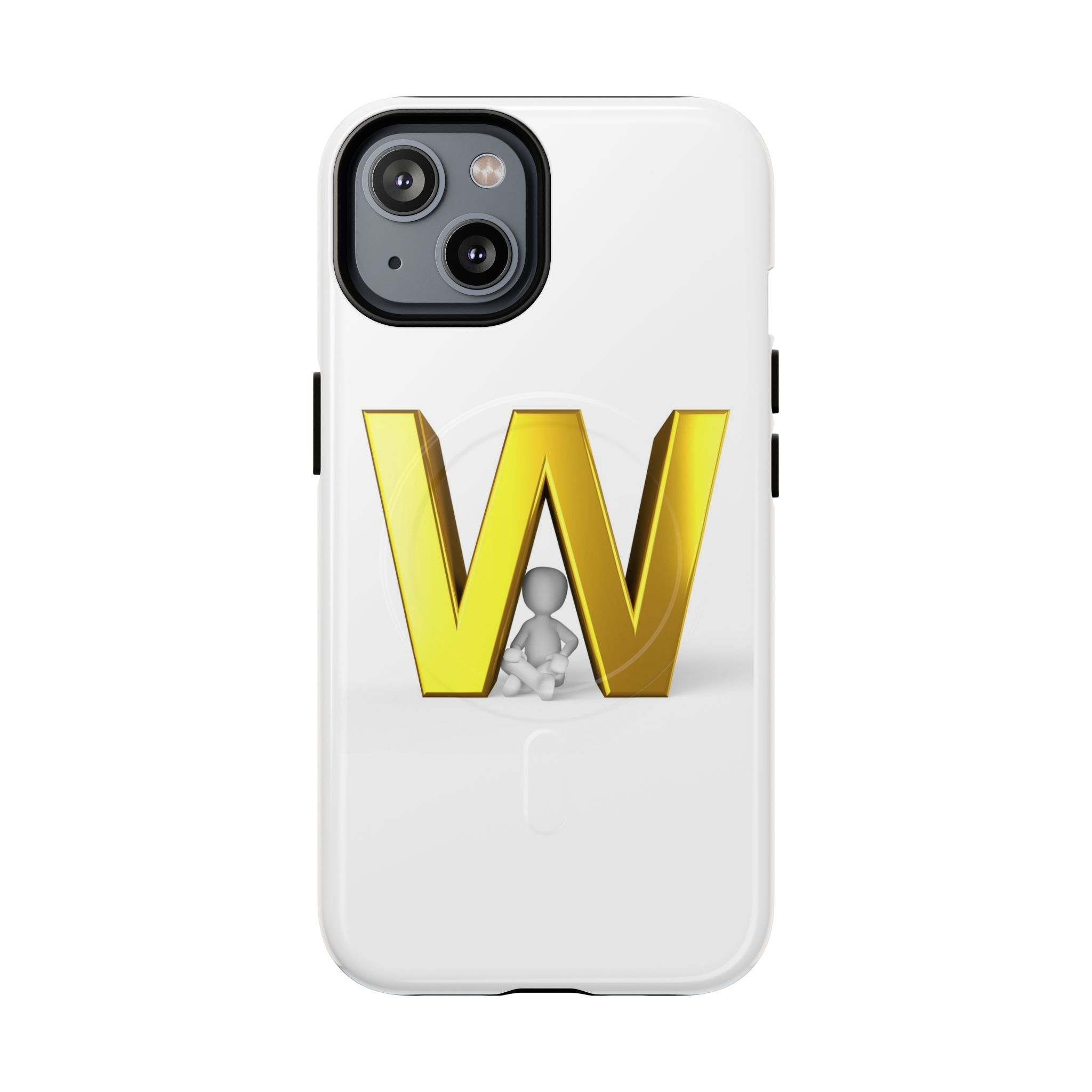 Coque de téléphone à monogramme lettre W or | Coque magnétique résistante
