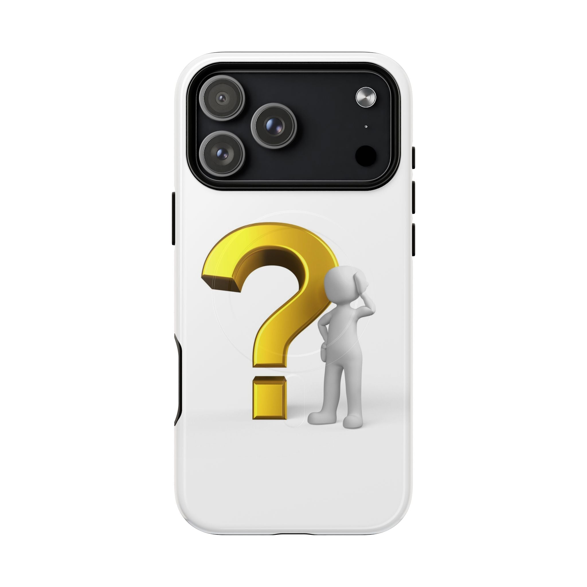 Coque de téléphone 3D point d'interrogation | Coque magnétique robuste