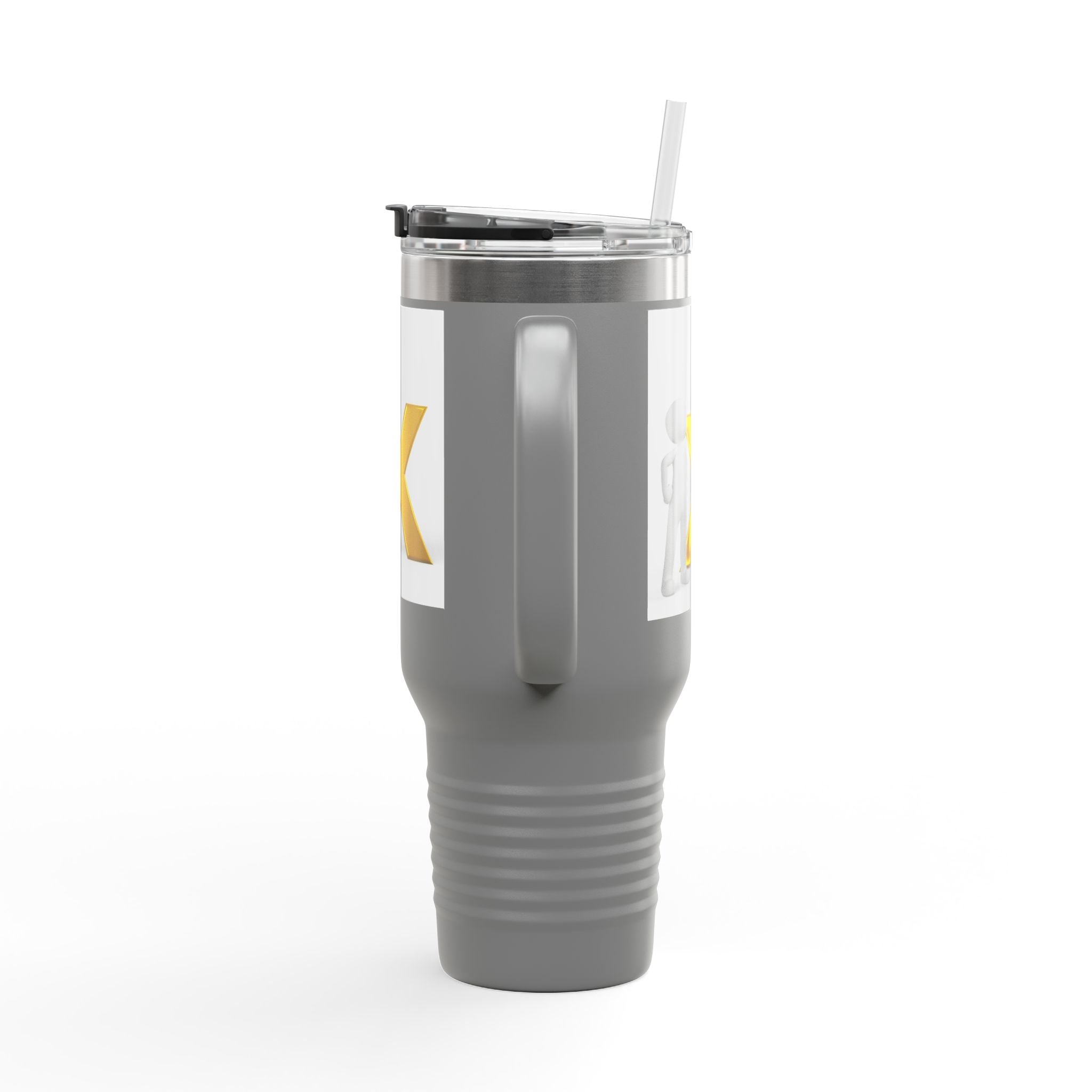 3D Stick Figure with Gold X Travel Mug | 40oz Insulated Tumbler