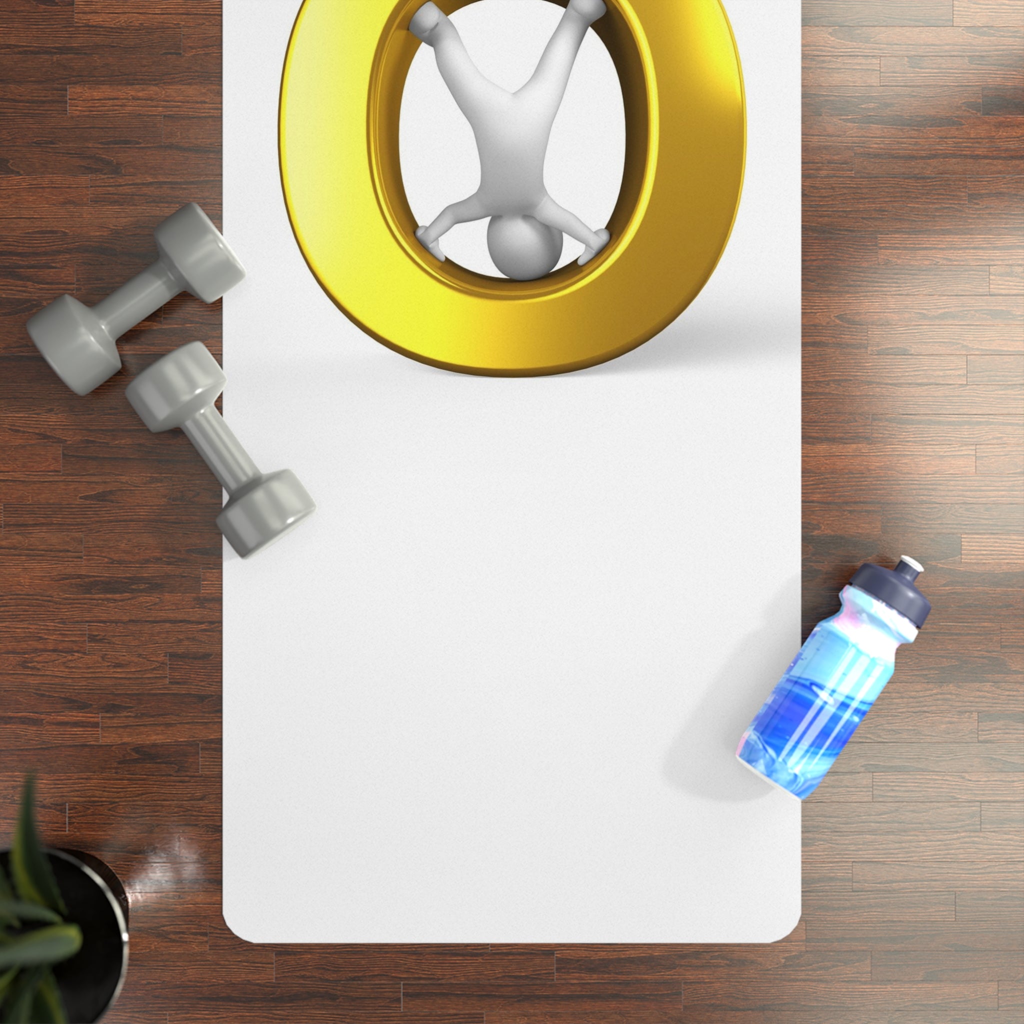 Gold Letter Ö Rubber Yoga Mat | Cute Rabbit Symbol, Minimalist Design