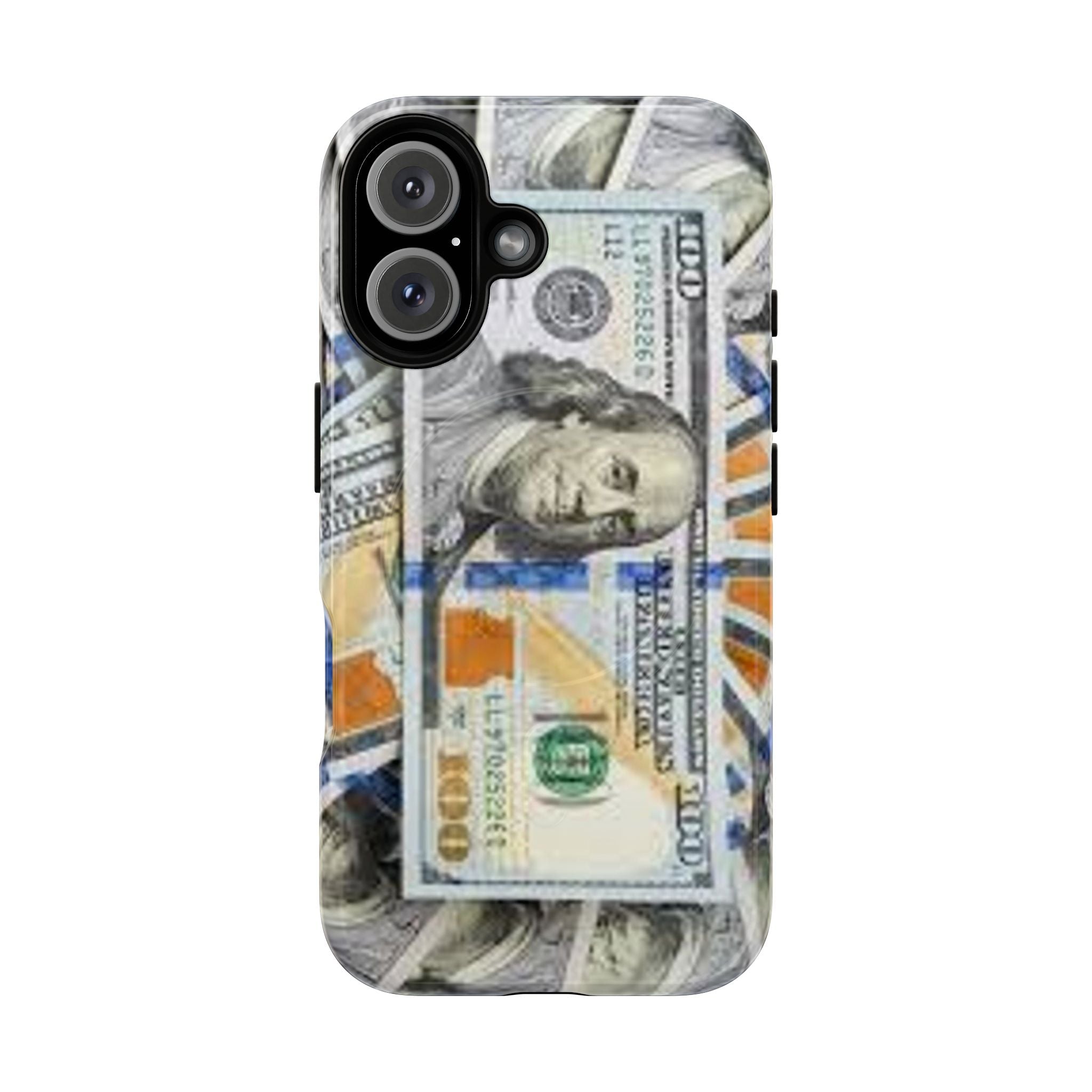 Coque de téléphone Billets de cent dollars | Coque magnétique robuste, motif argent