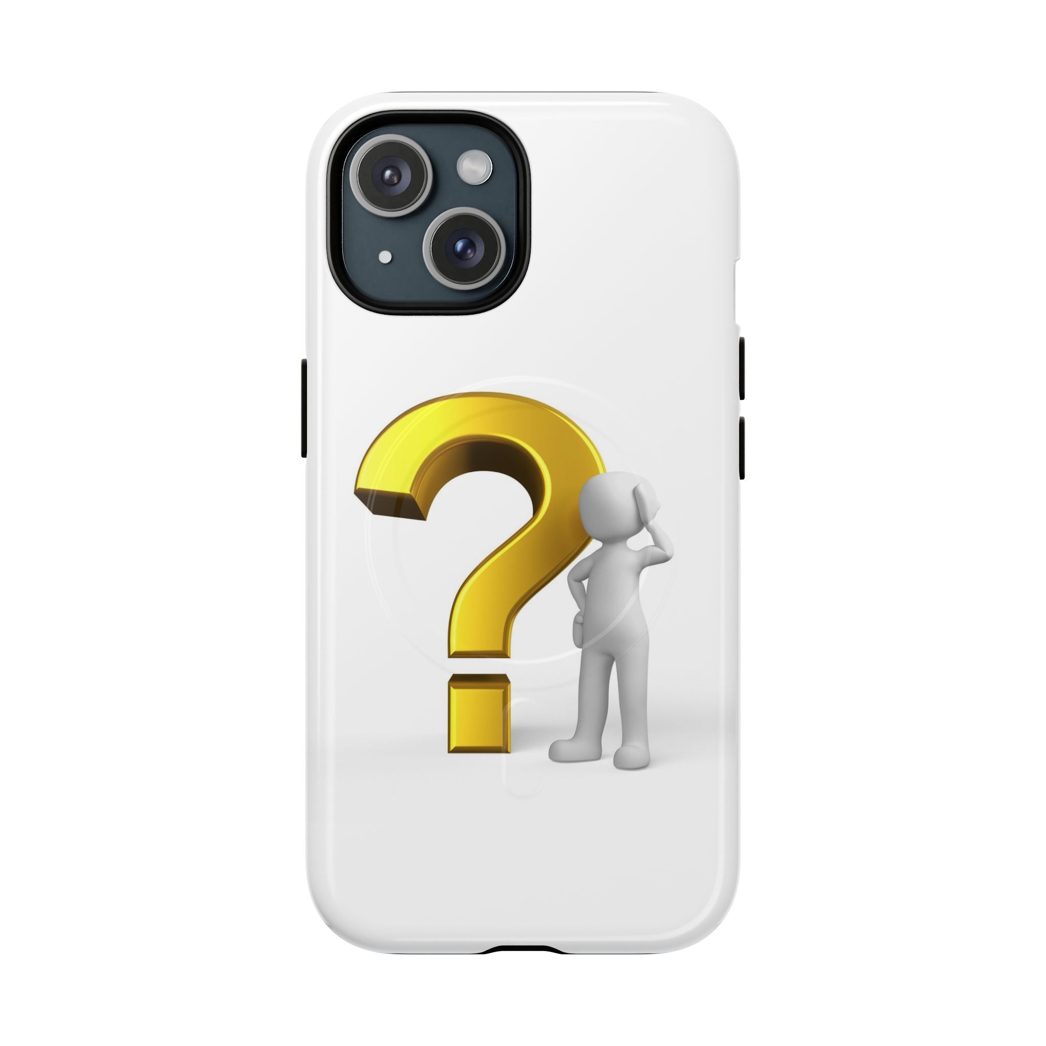 Coque de téléphone 3D point d'interrogation | Coque magnétique robuste