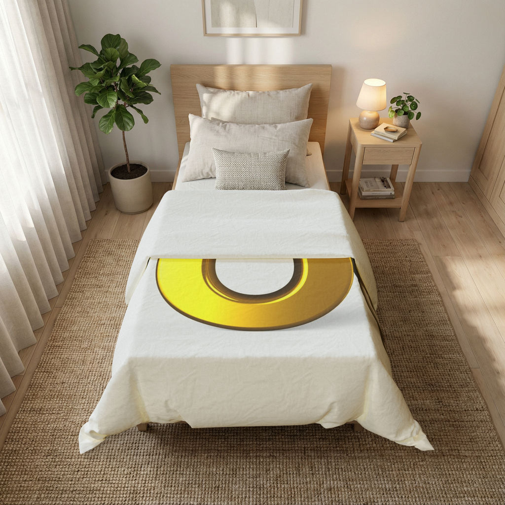3D Gold Letter O Duvet Cover | Monogram Alphabet Bedding