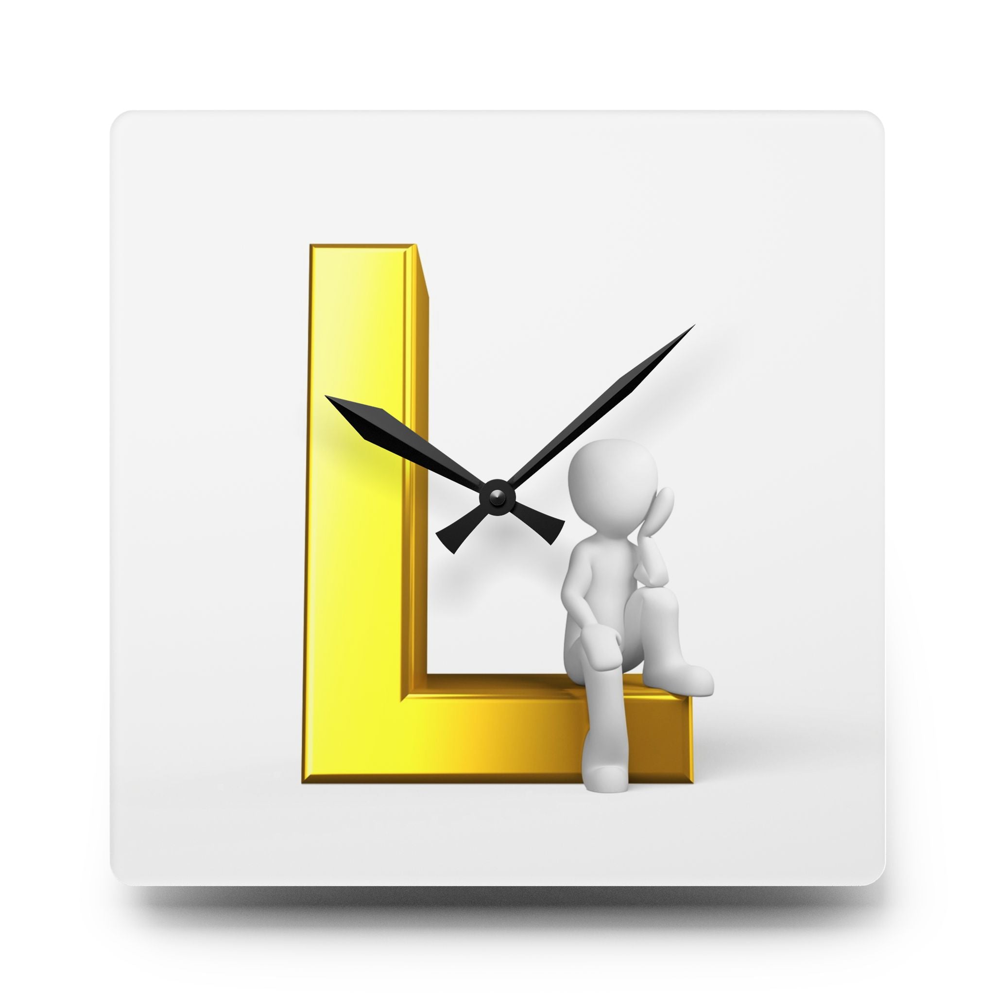 Horloge murale en acrylique avec lettre L en 3D | Décoration de monogramme initial