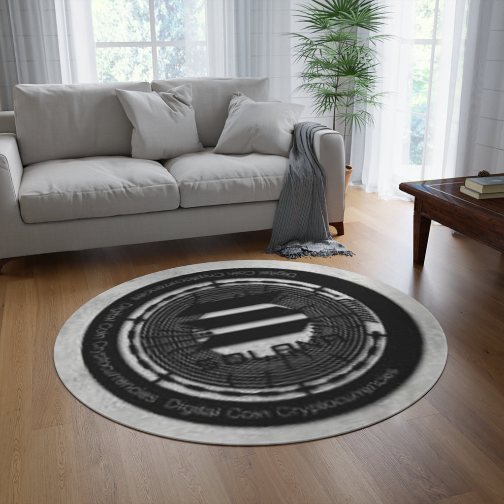 Solana Cryptocurrency Coin round rug | Crypto Logo Floor Mat, Modern Gray Accent