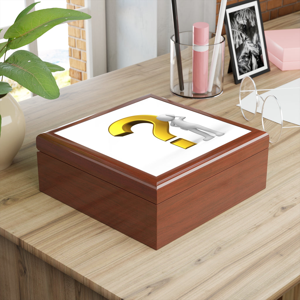 3D Question Mark Figure Jewelry Box | Black Keepsake Trinket Box