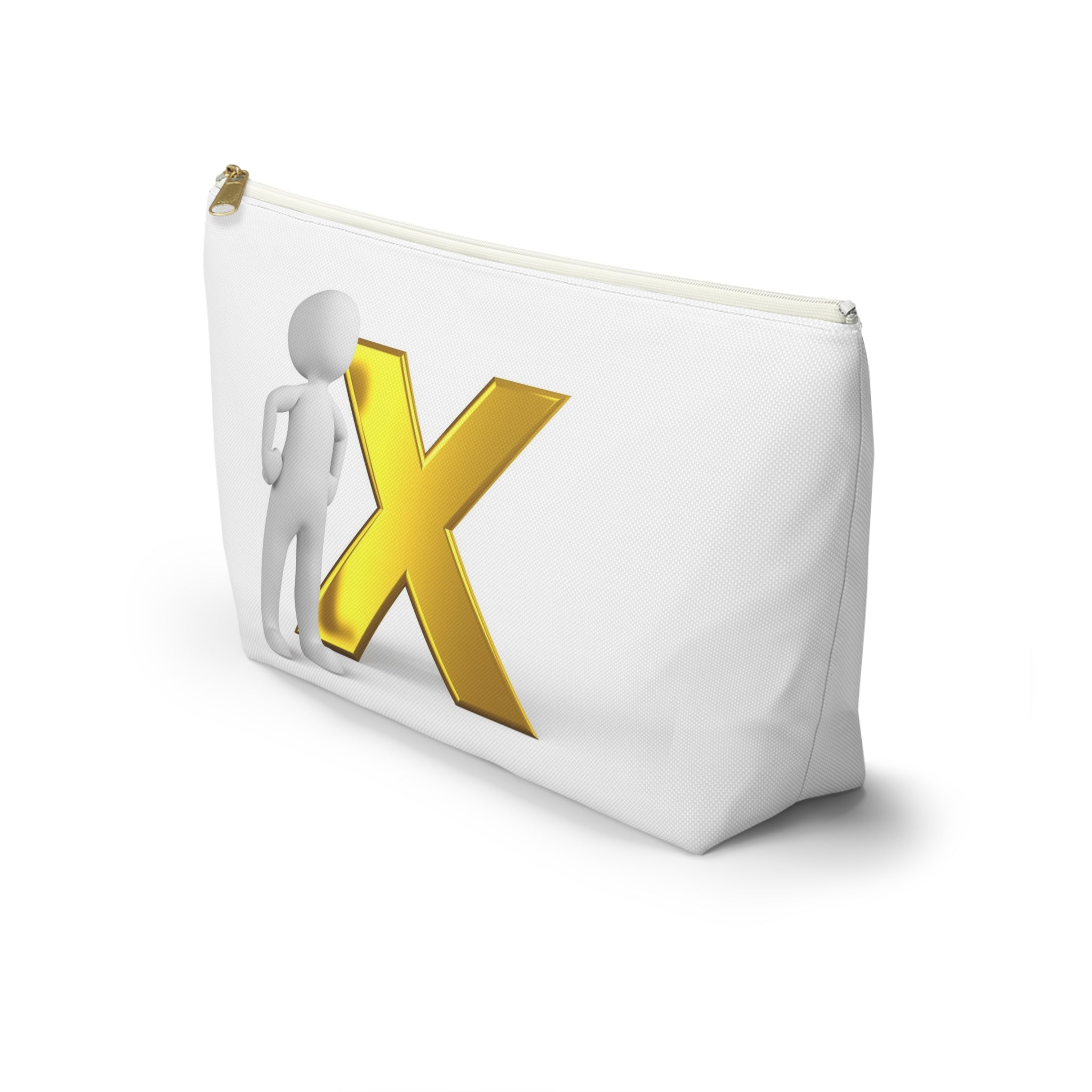 3D Stick Figure with Gold X Accessory Pouch