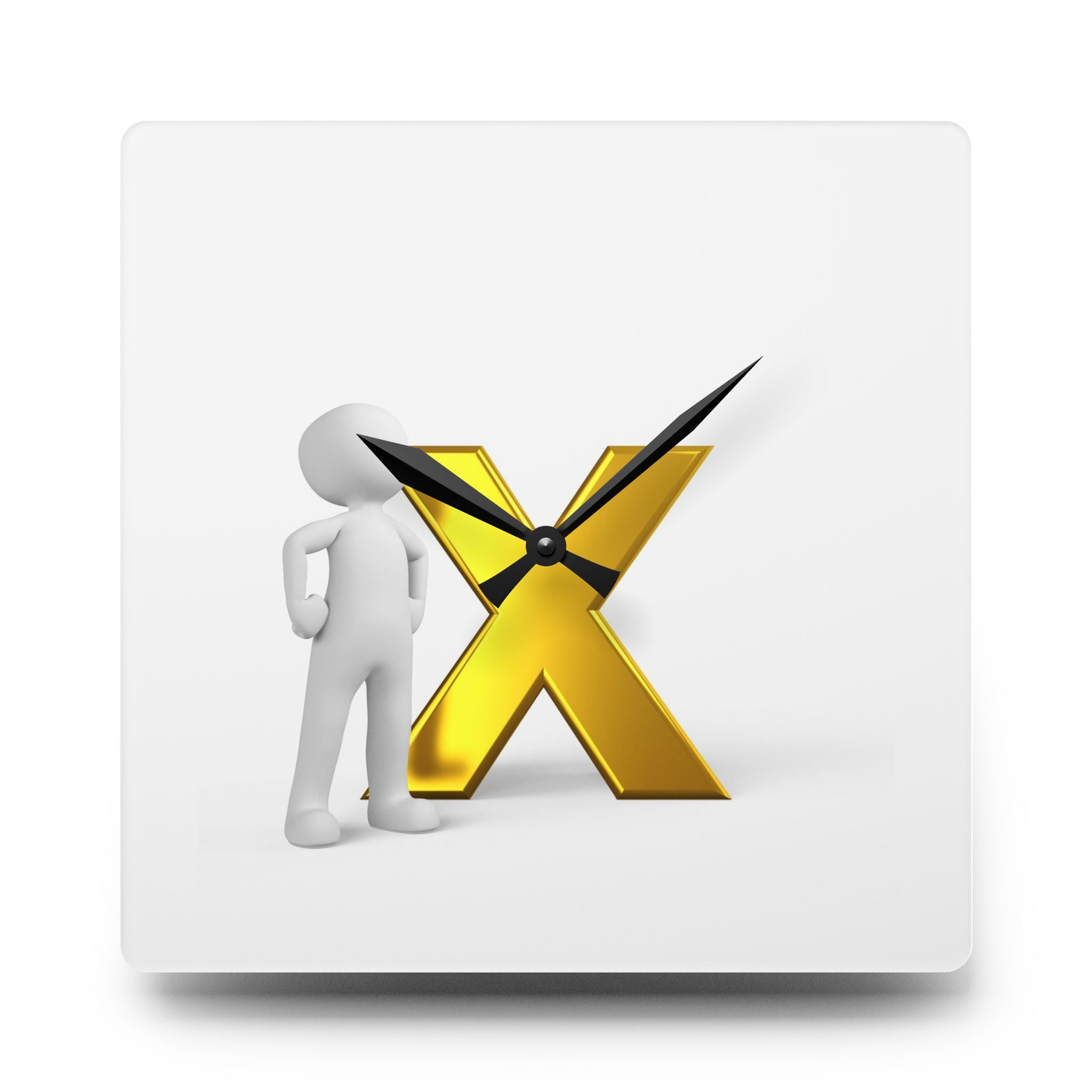 Horloge Murale en Acrylique Logo X Or | Lettres Minimalistes 3D