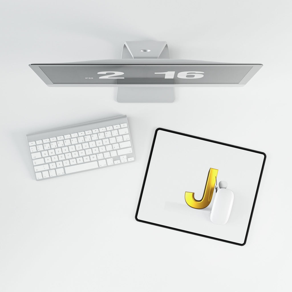 Gold Letter J Illustration Desk Mat | Alphabet Initial Mousepad
