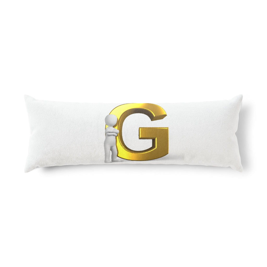 Gold Letter G monogram Body Pillow | Initial G decorative pillow