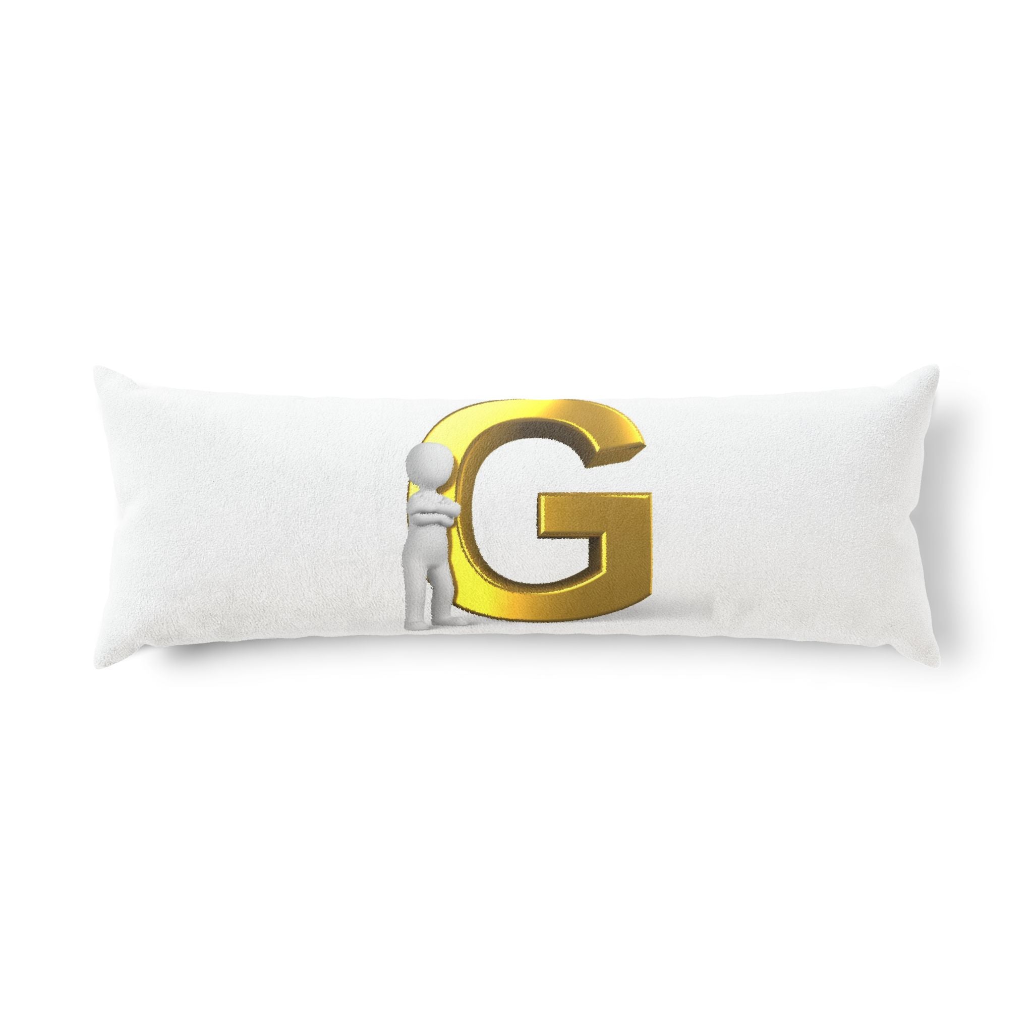 Gold Letter G monogram Body Pillow | Initial G decorative pillow