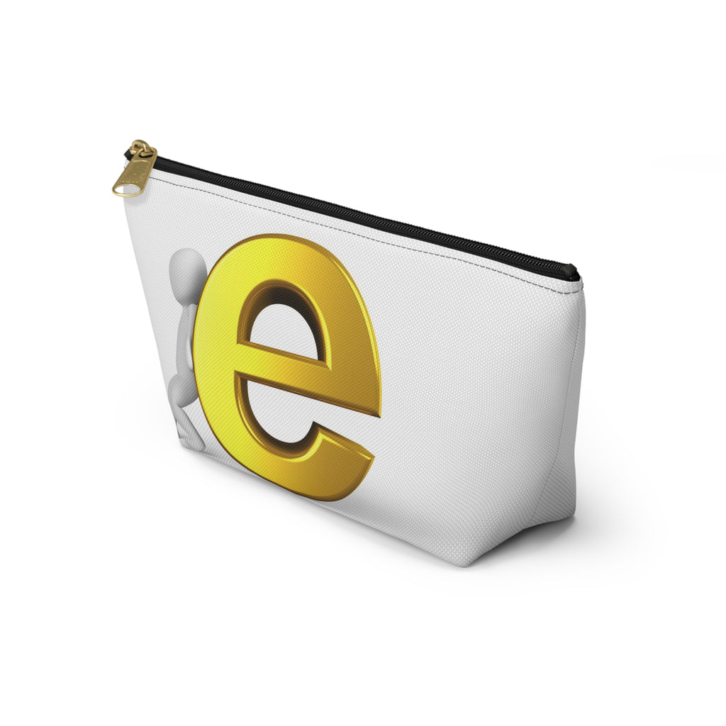 Gold Letter E Graphic Accessory Pouch | T-Bottom Zipper Pouch