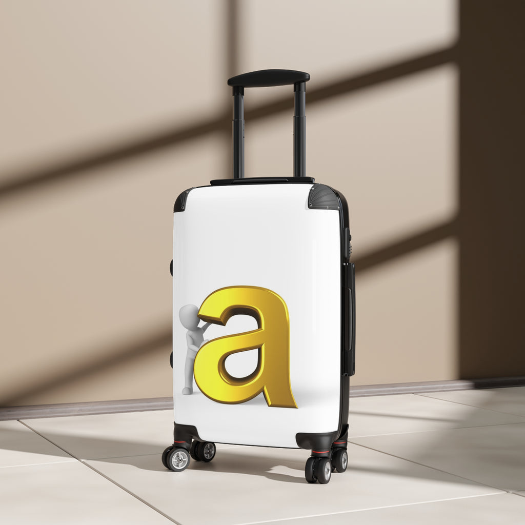 3D Gold Letter A with Figure Suitcase | Monogram Luggage