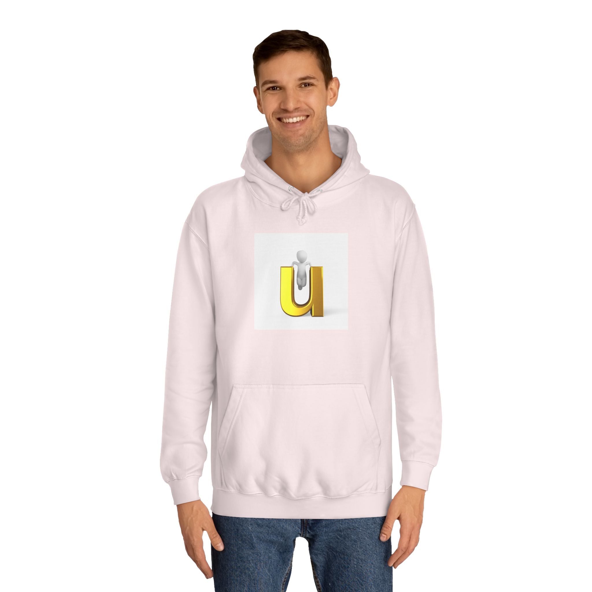 3D Gold Letter U Hoodie | Minimal Initial Sweatshirt