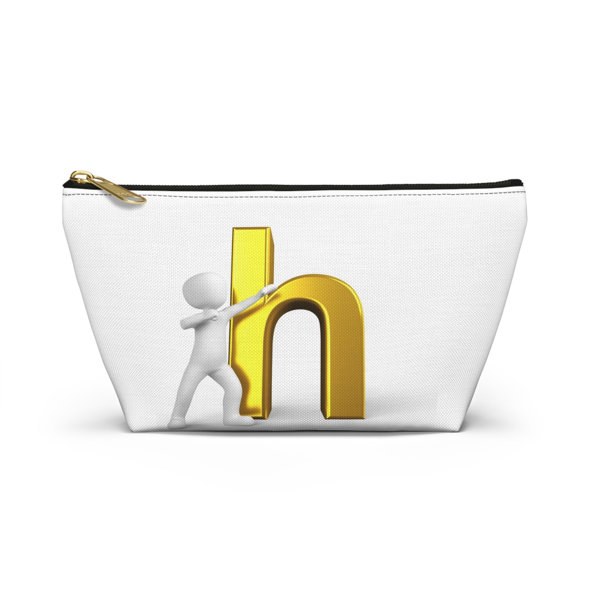 3D Person Pushing Gold Letter H Accessory Pouch