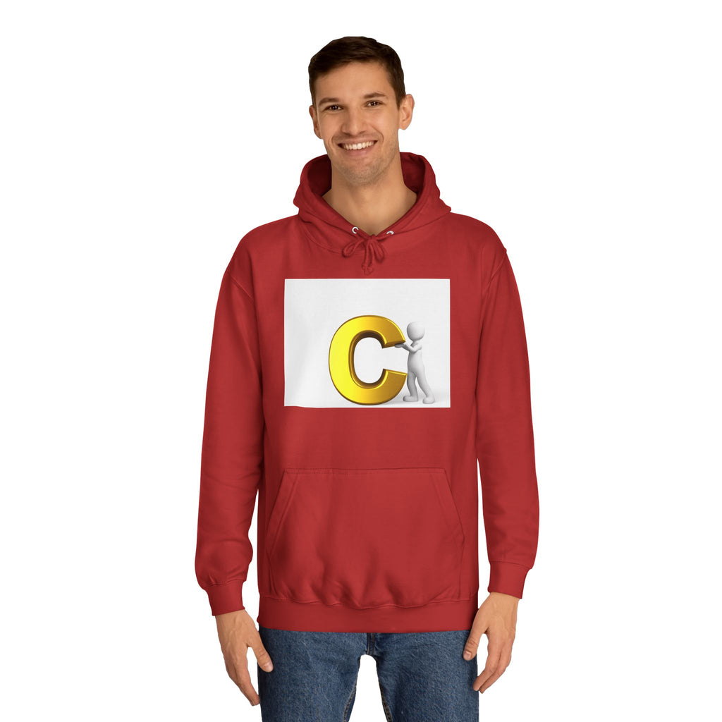 3D Yellow Letter C with Character Hoodie | Initial Monogram Sweatshirt