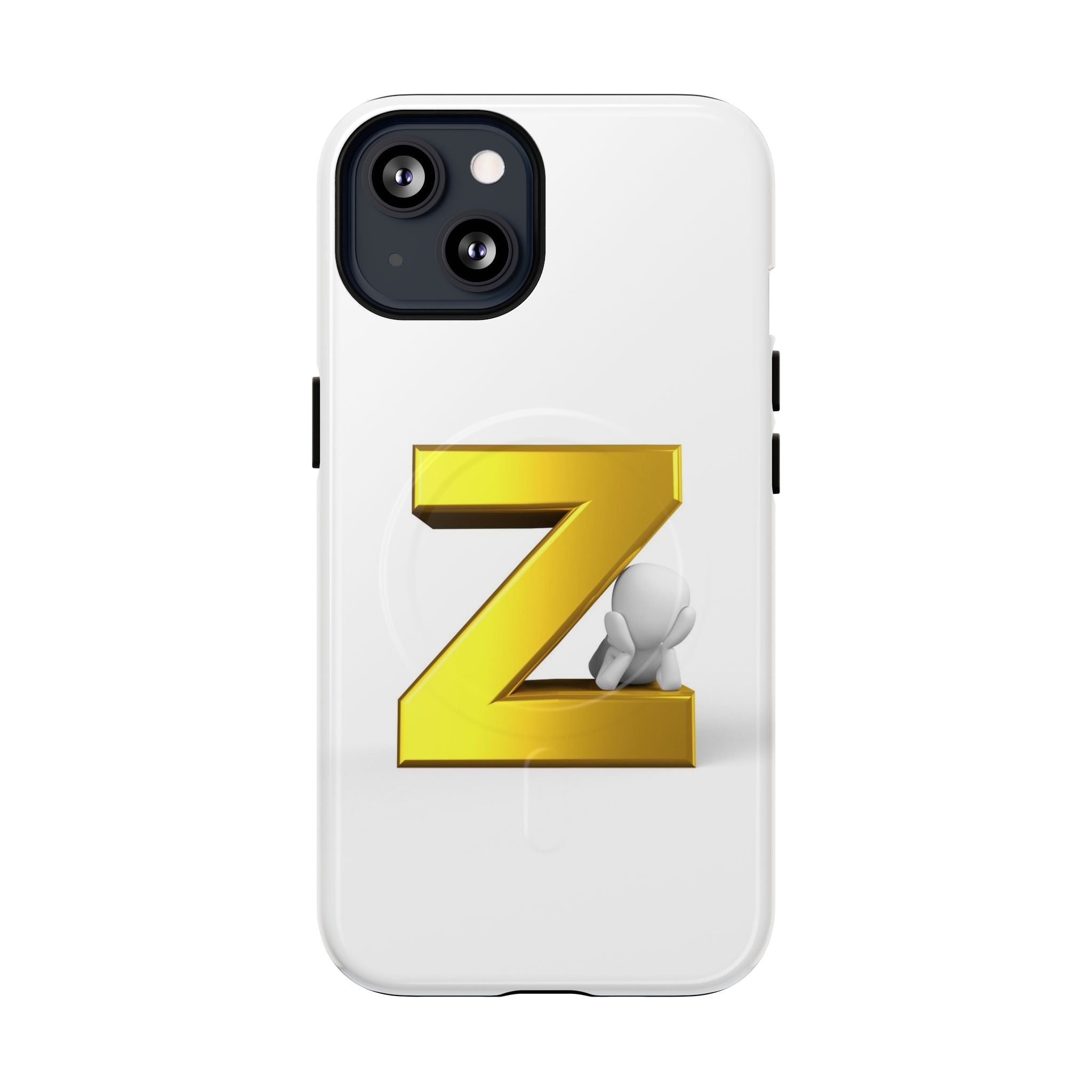 Coque de Téléphone Lettre Z Or 3D | Coque Magnétique Robuste, Initiale Monogramme