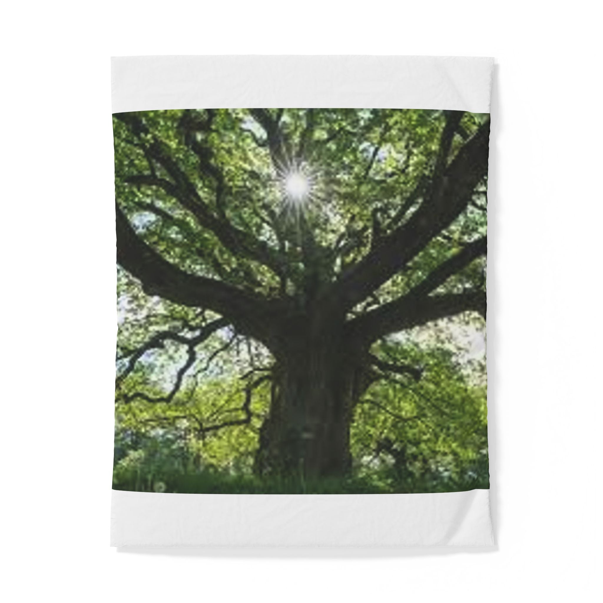 Sunlit Oak Tree Duvet Cover | Forest Canopy Nature Bedding