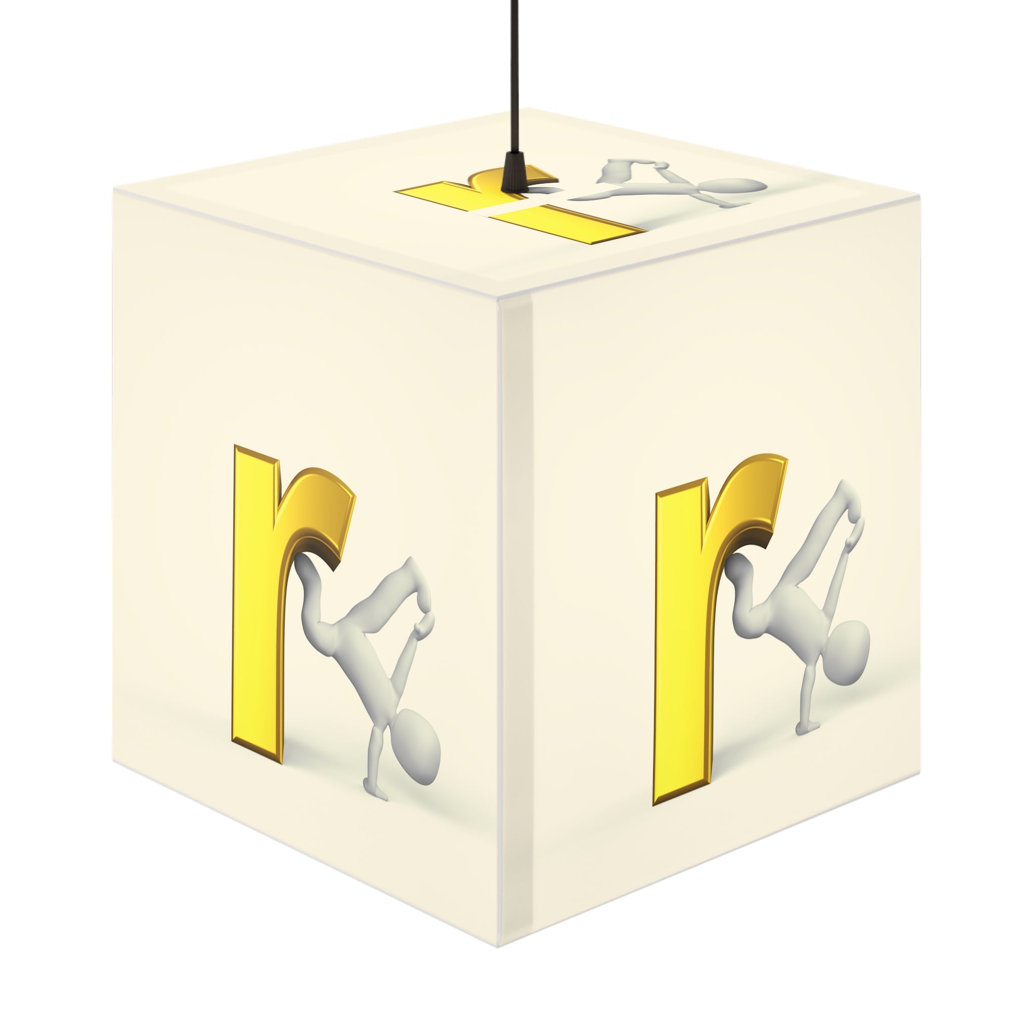 Lampe cube lumineuse avec lettre R dorée en 3D | Veilleuse alphabet
