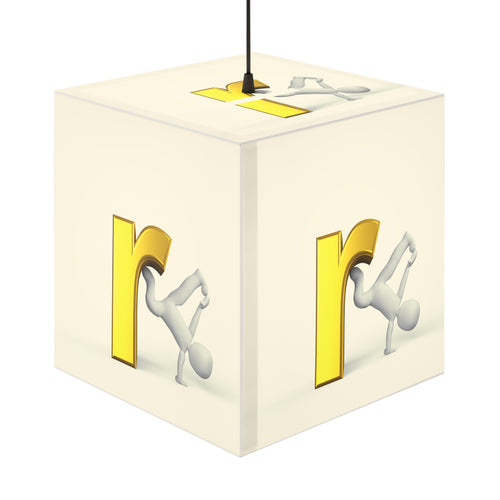 Lampe cube lumineuse avec lettre R dorée en 3D | Veilleuse alphabet