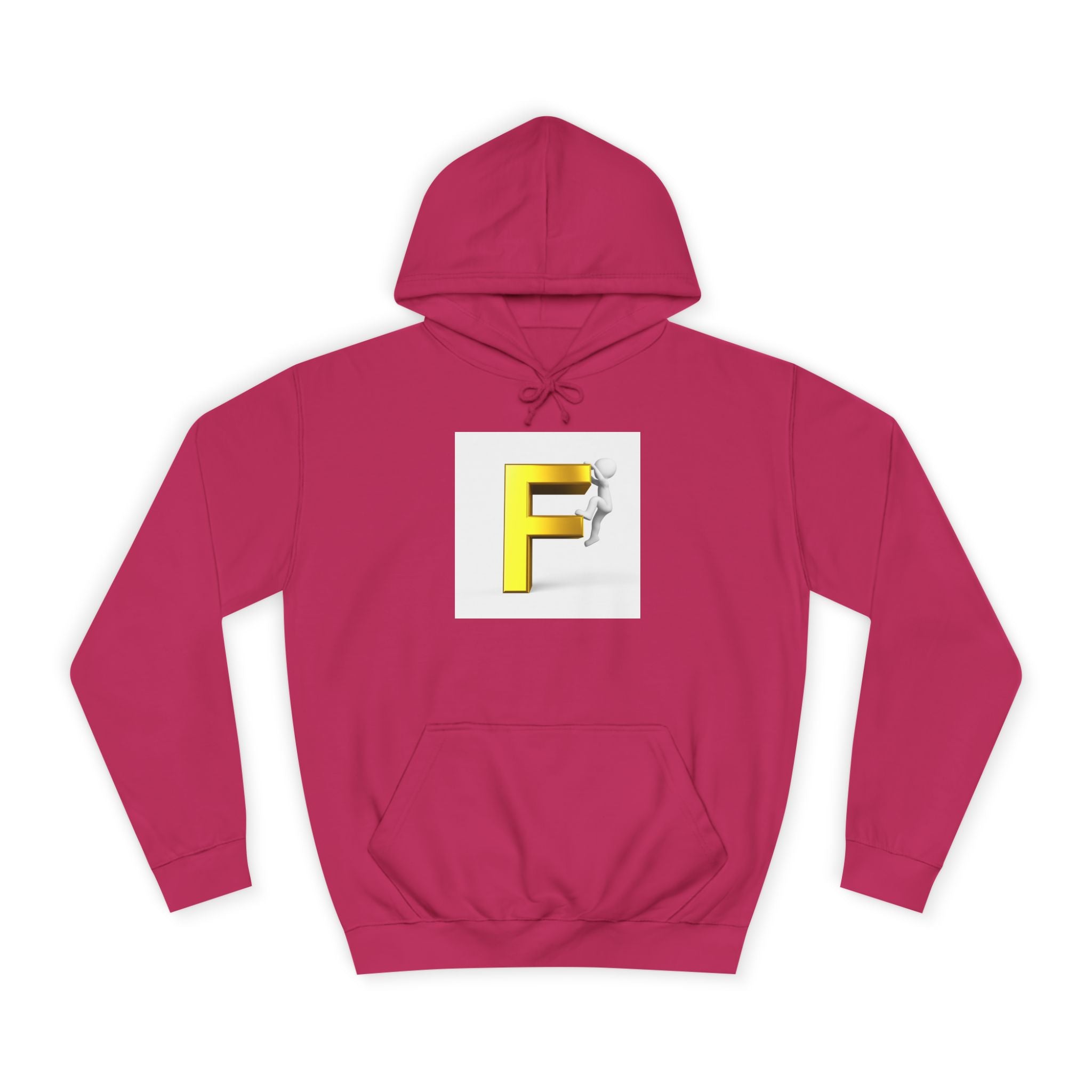 3D Gold Letter F Hoodie | Climbing Figurine Letterman Style