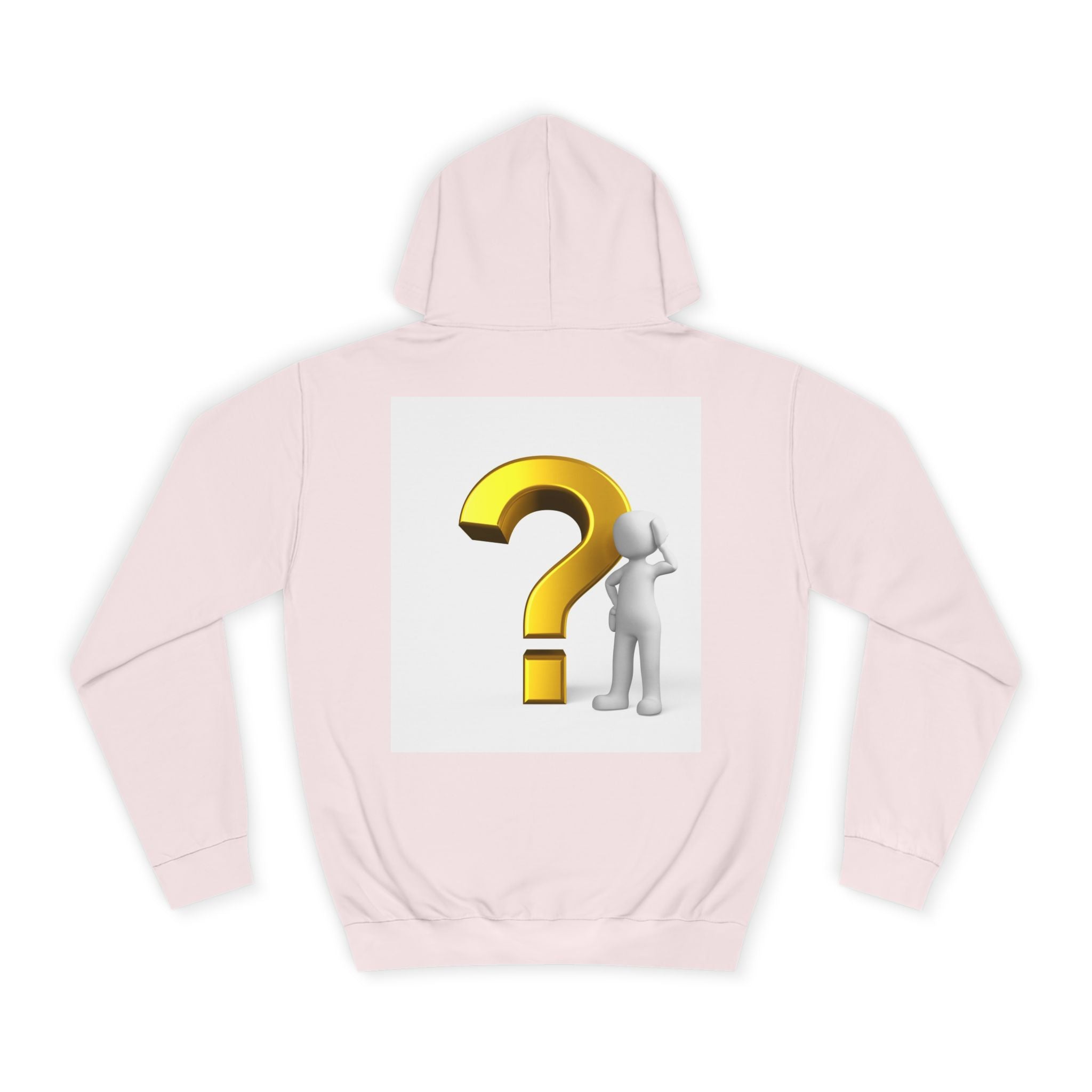 Gold Question Mark with Thinking Figure Hoodie | Mystery Design, Minimalist