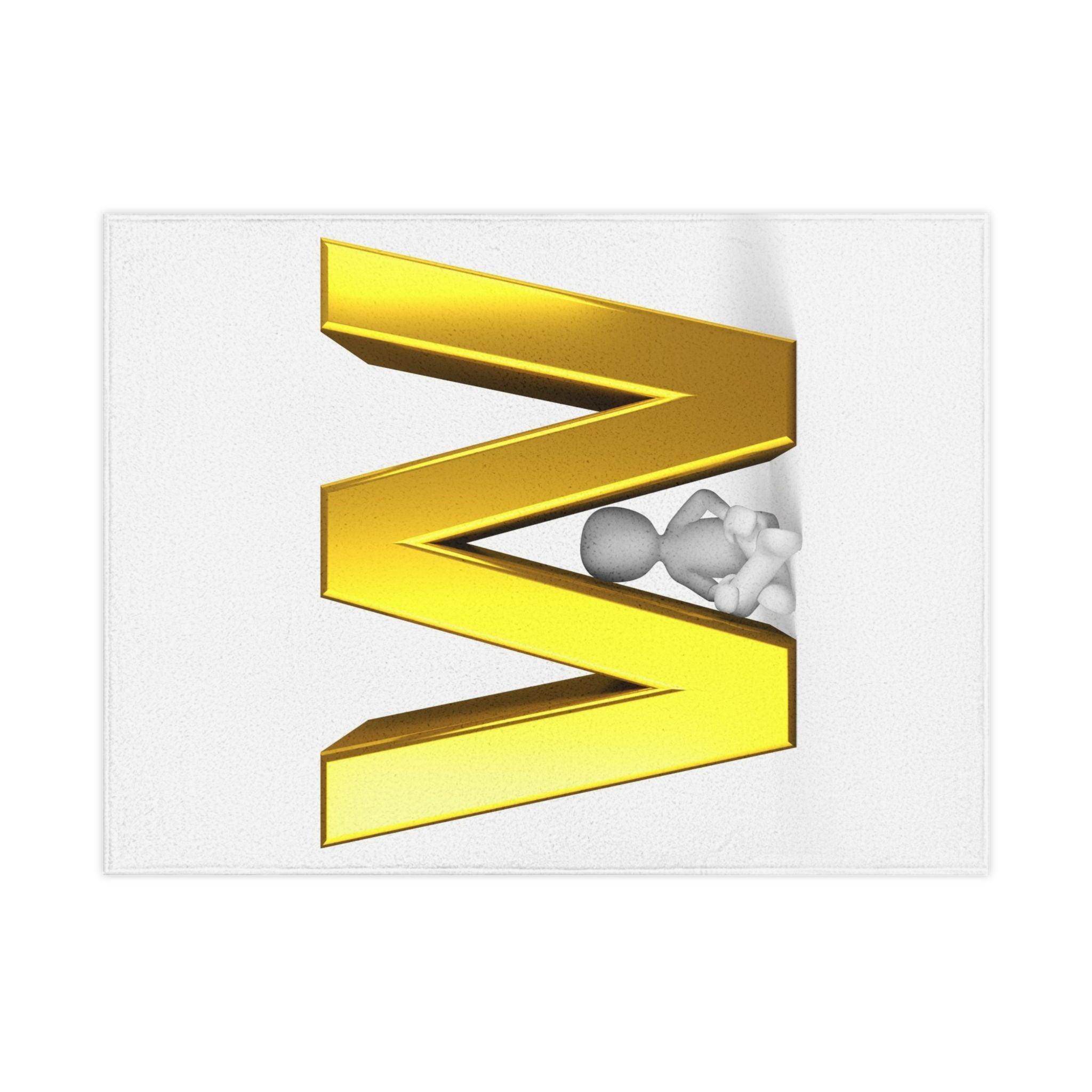 Gold Letter W with Baby Figure Toddler Blanket | Initial W Nursery Decor