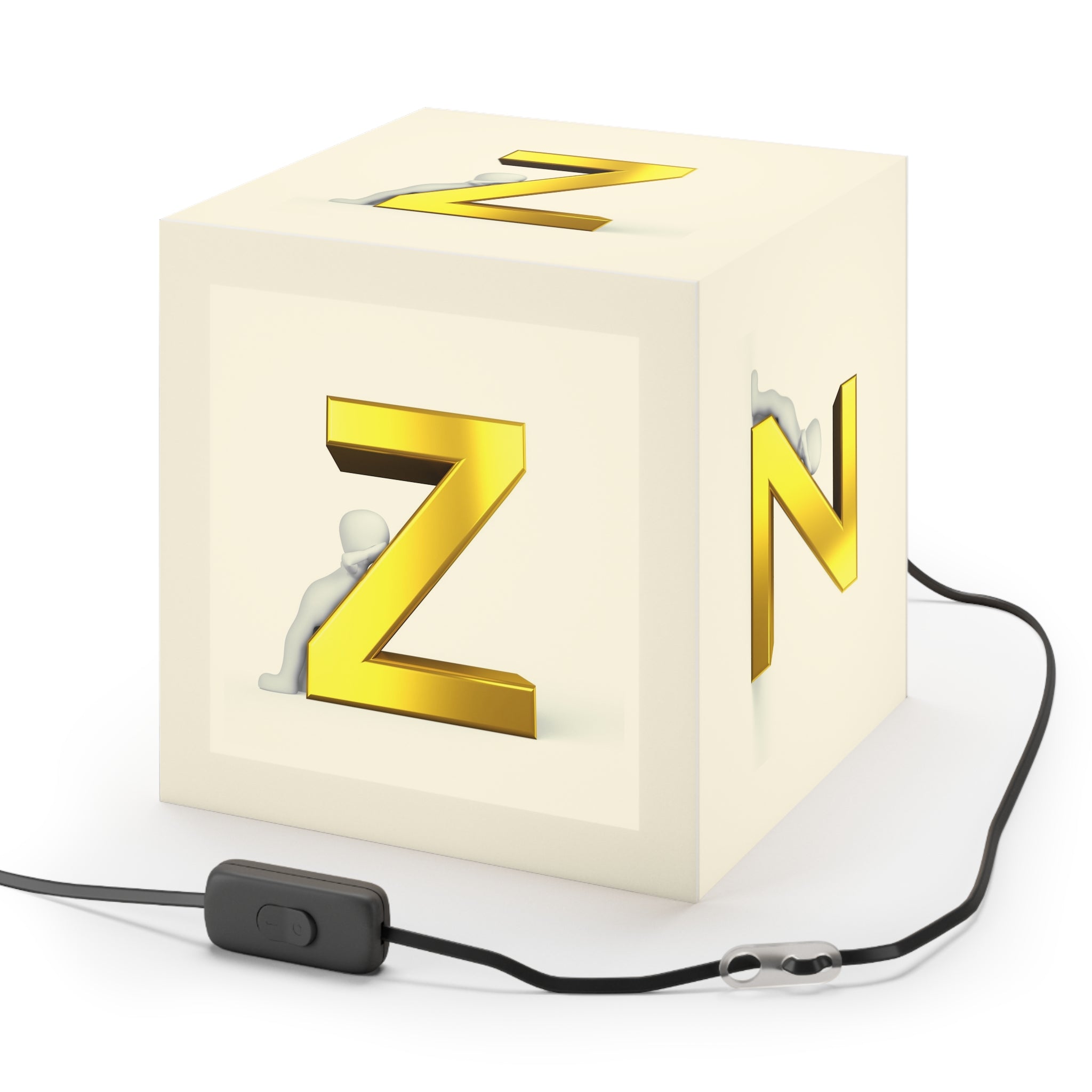 Gold Z Letter Cube Lamp | Modern Decorative Light