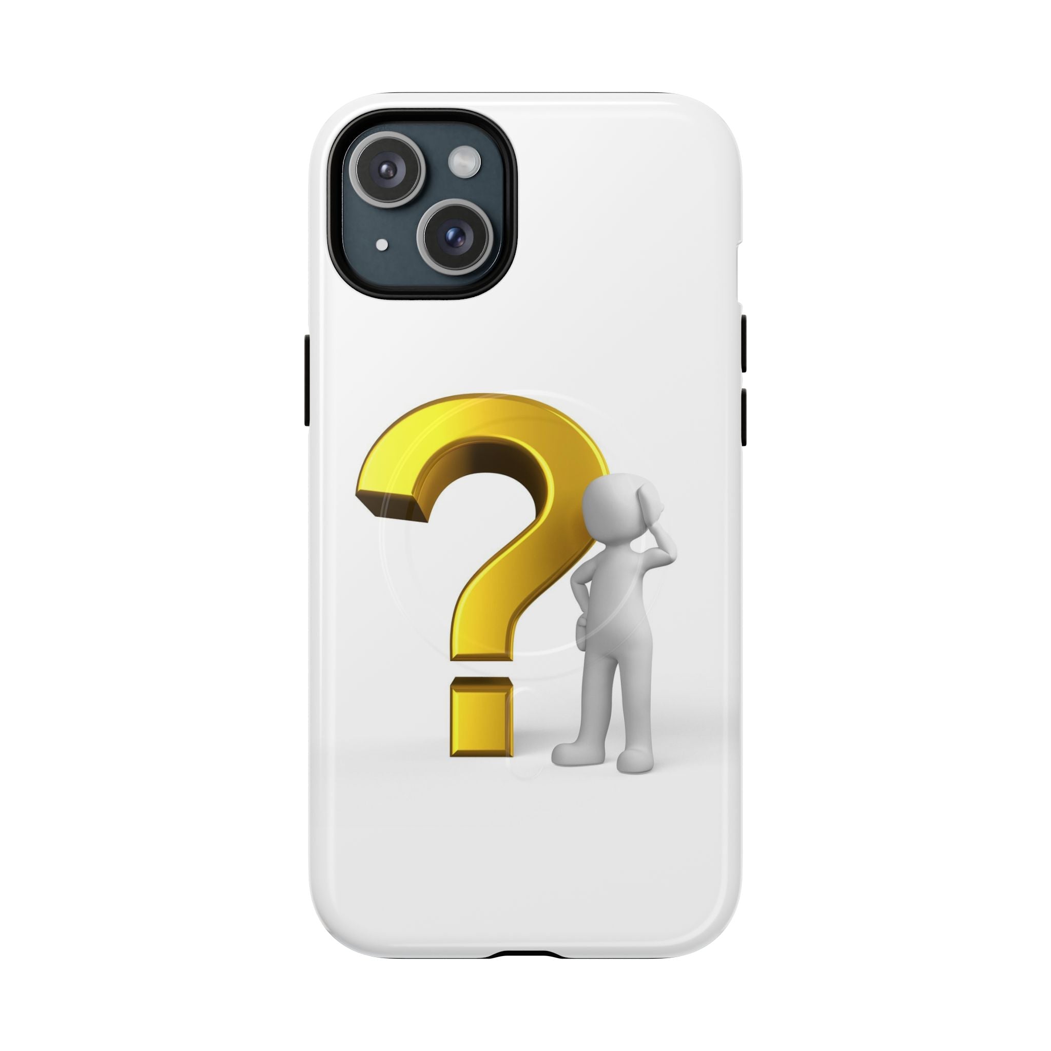 Coque de téléphone 3D point d'interrogation | Coque magnétique robuste