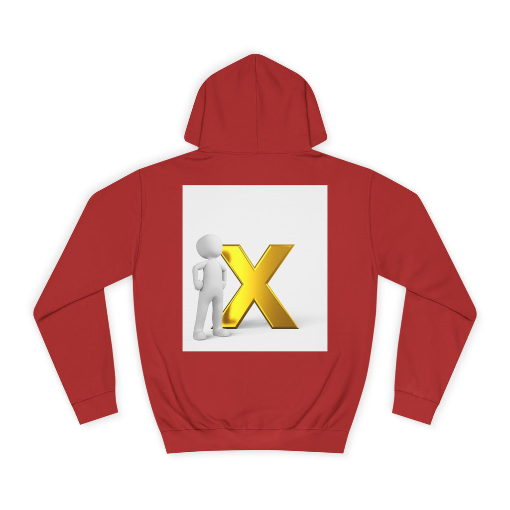 3D Figure Leaning on Gold X Hoodie | Letter X Initial Pullover