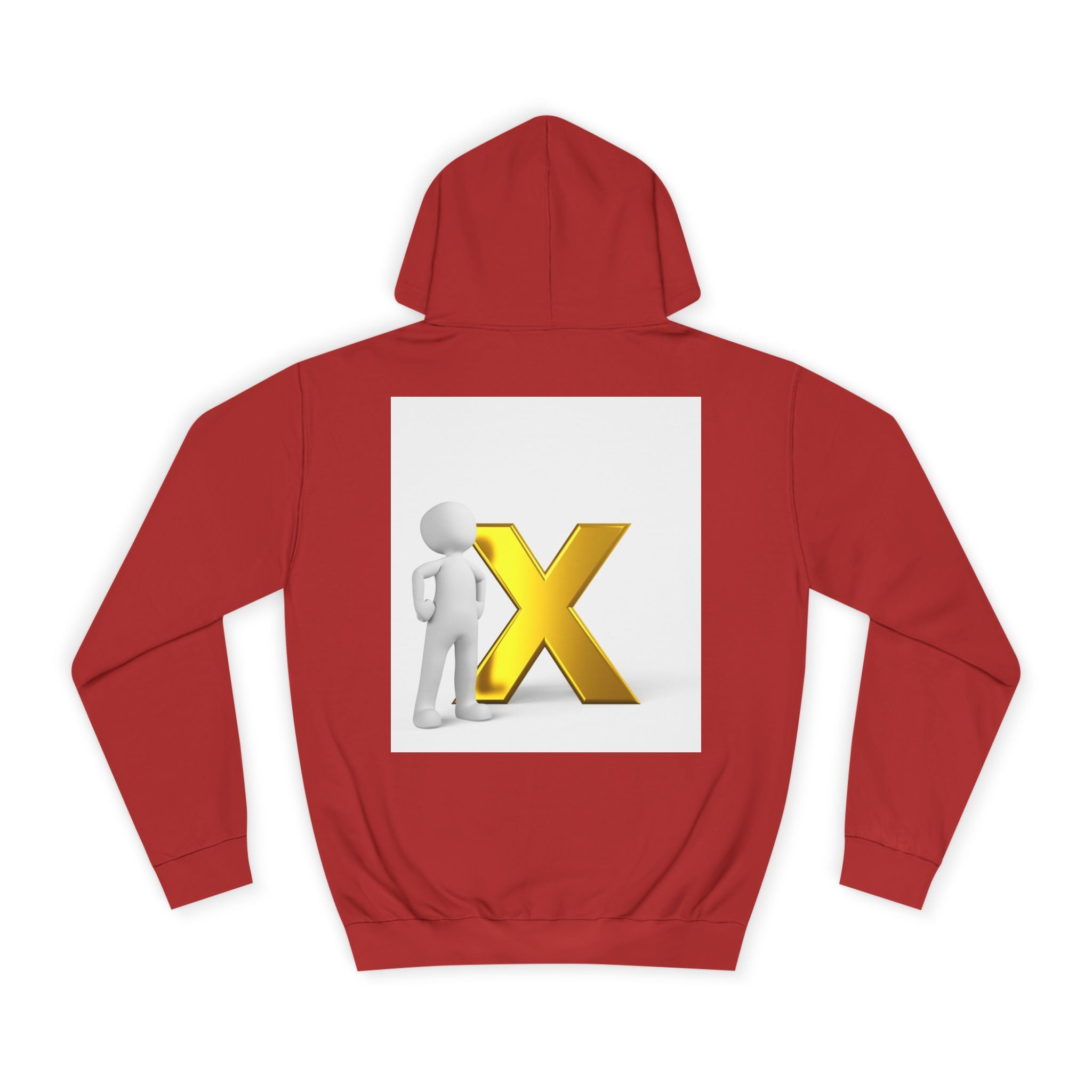 3D Figure Leaning on Gold X Hoodie | Letter X Initial Pullover