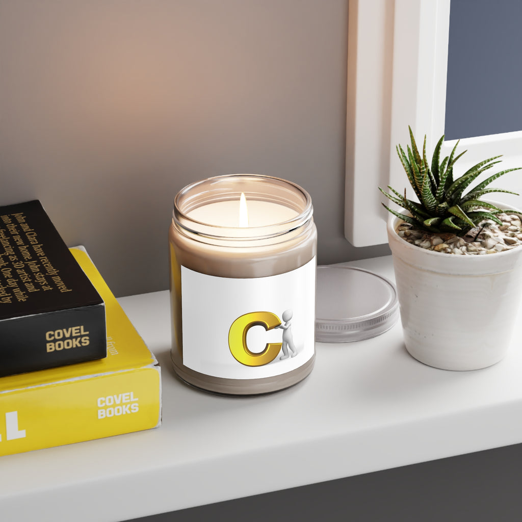 Gold Letter C Initial Candle | Scented Soy Jar 9oz