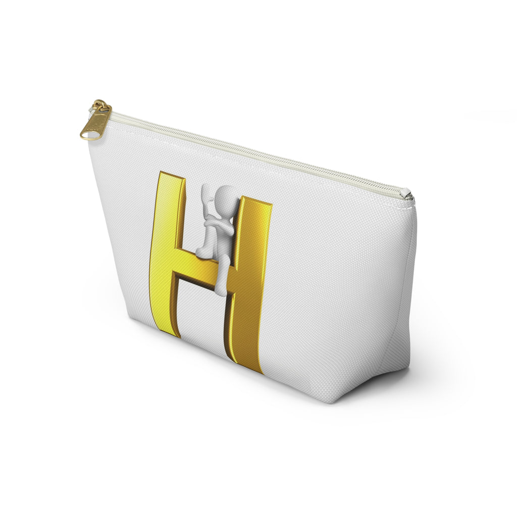 Gold 3D Letter H with Climbing Figure Accessory Pouch